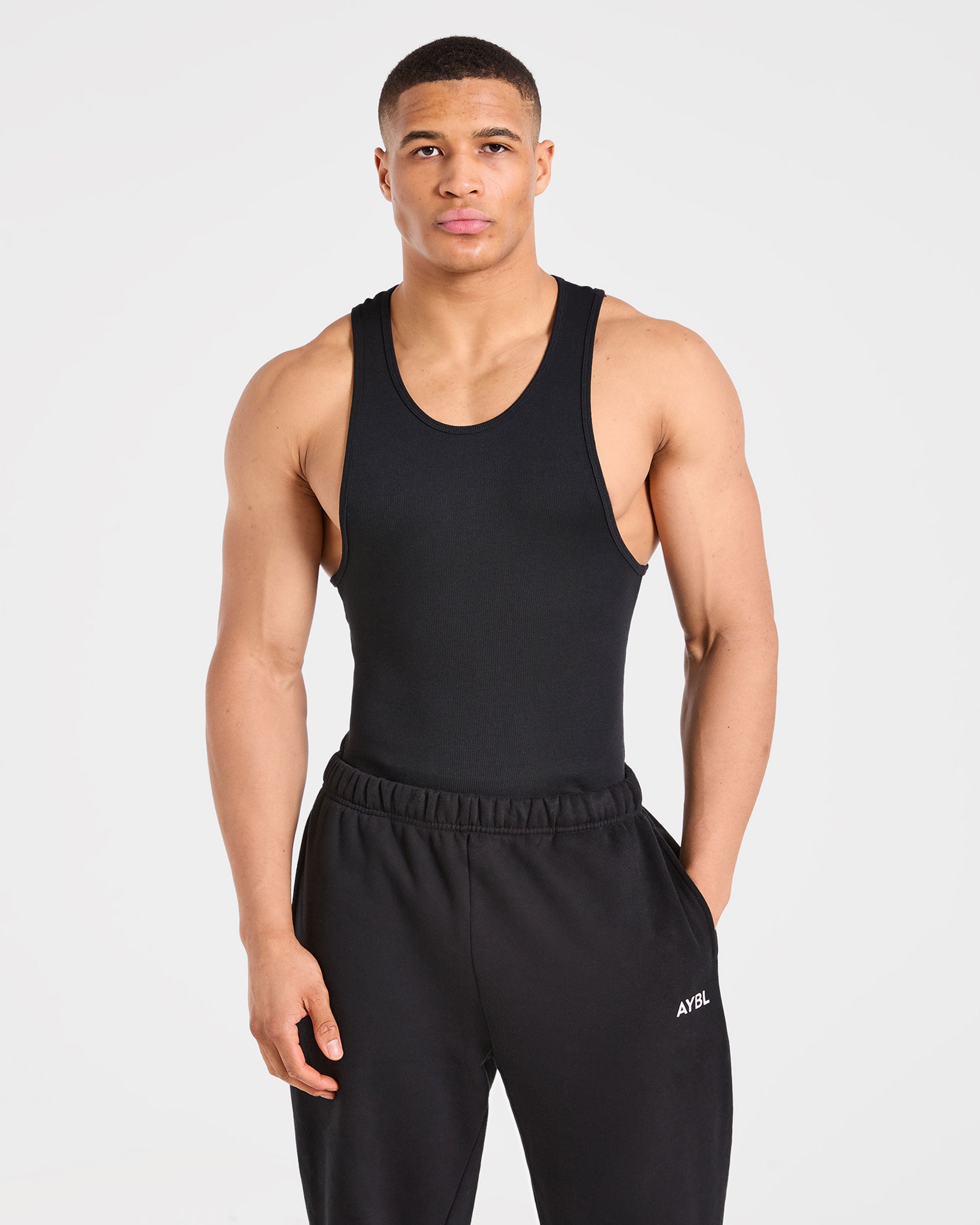 Muscle Ribbed Tank - Schwarz