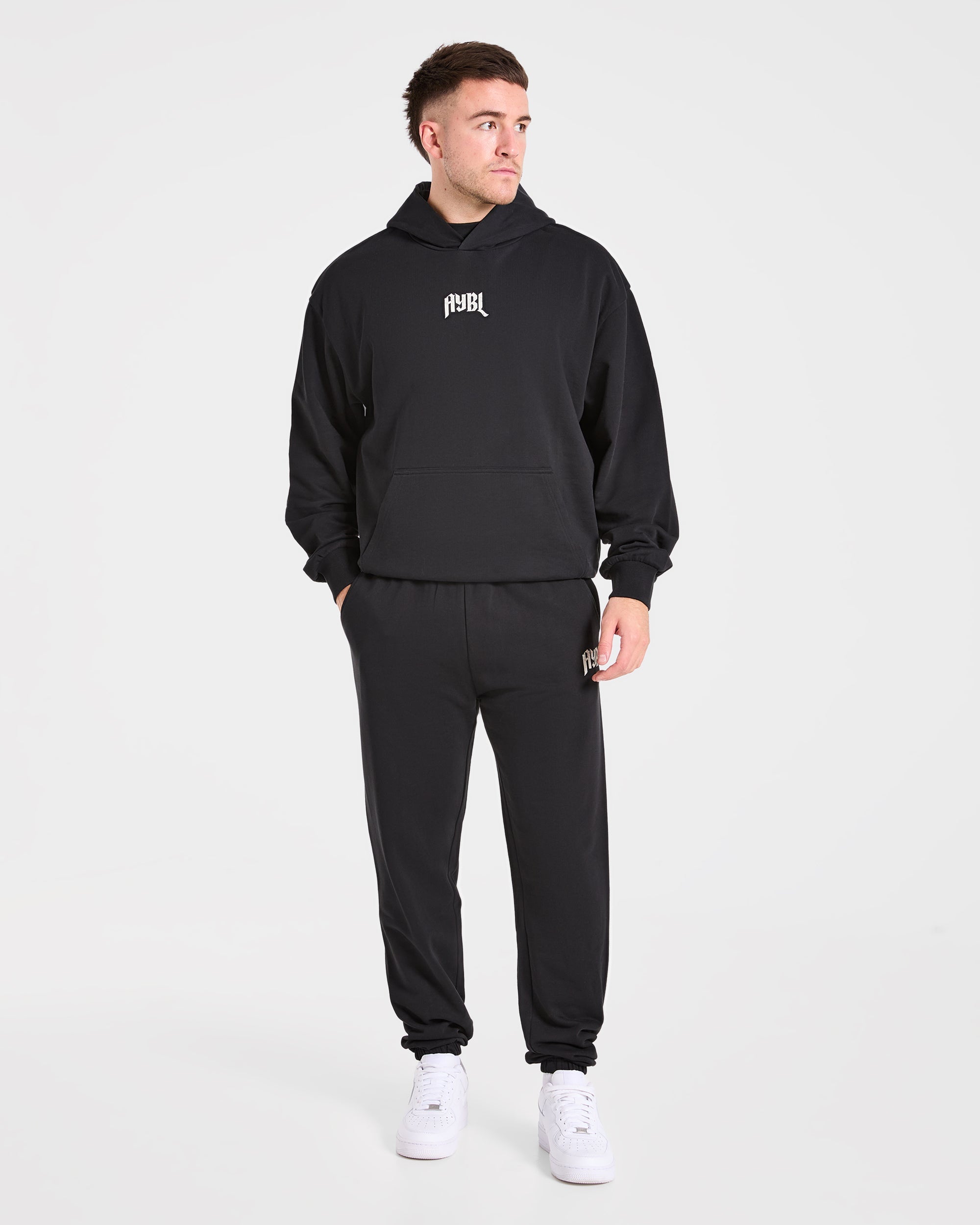 Heavy Lifting Gothic Oversized Joggers - Schwarz/Off Weiß