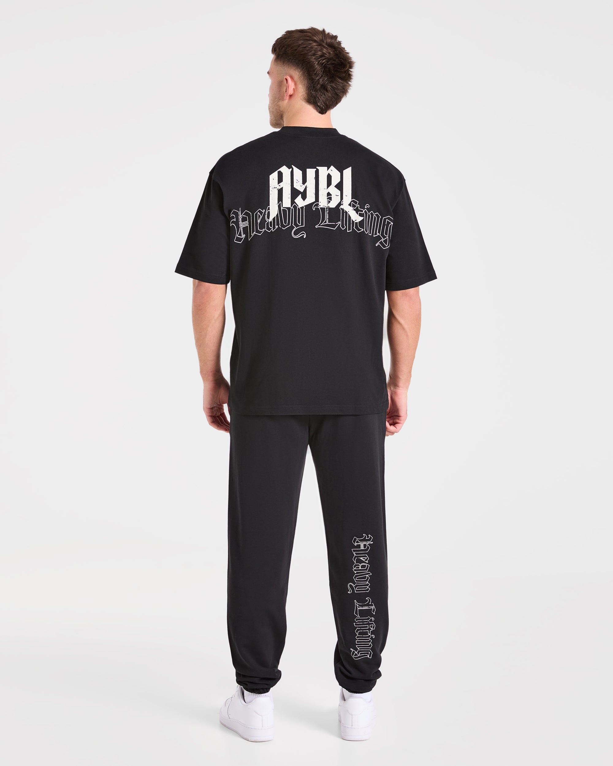 Heavy Lifting Gothic Oversized T Shirt - Schwarz/Off Weiß