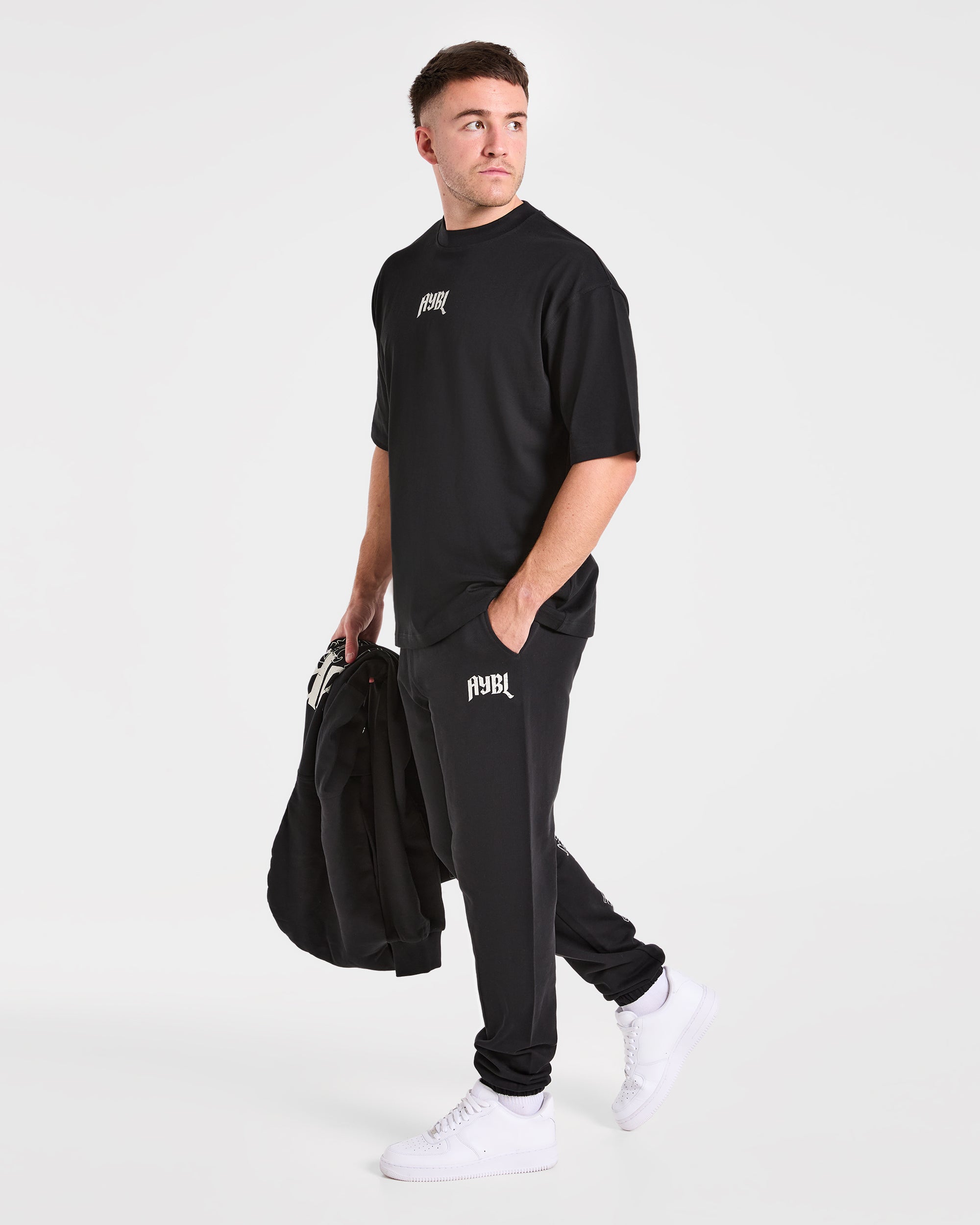 Heavy Lifting Gothic Oversized Joggers - Schwarz/Off Weiß