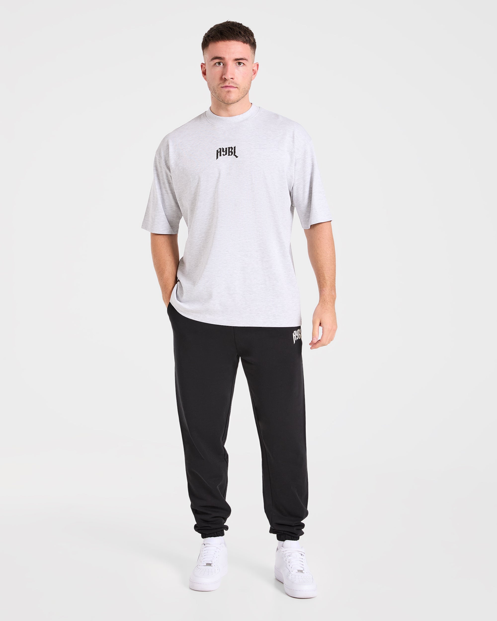 Heavy Lifting Gothic Oversized T Shirt - Grau Marl
