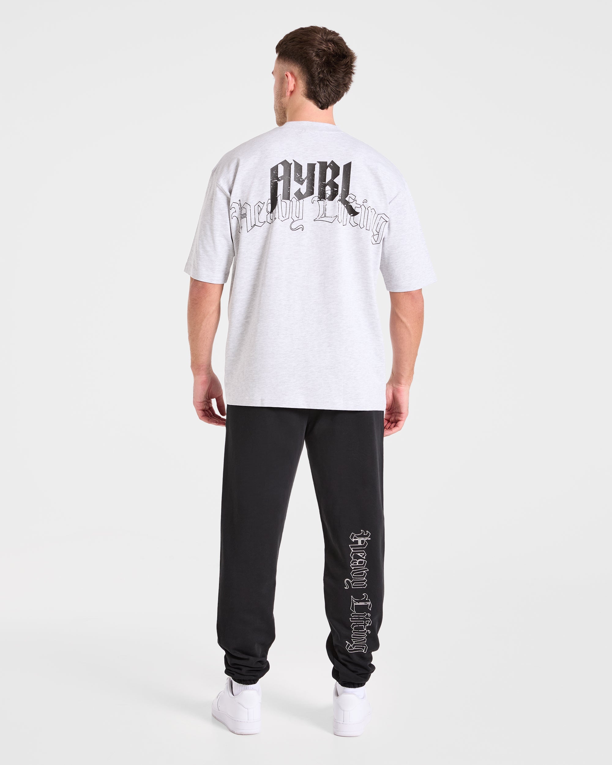 Heavy Lifting Gothic Oversized T Shirt - Grau Marl