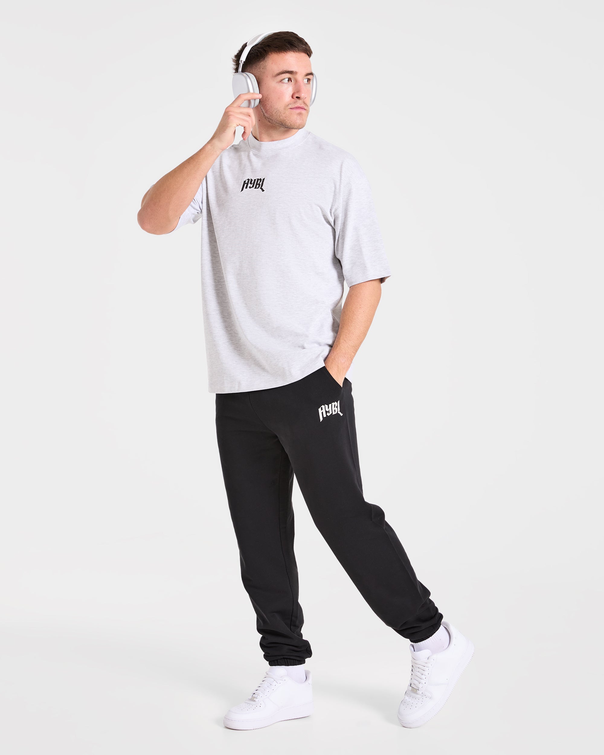 Heavy Lifting Gothic Oversized T Shirt - Grau Marl
