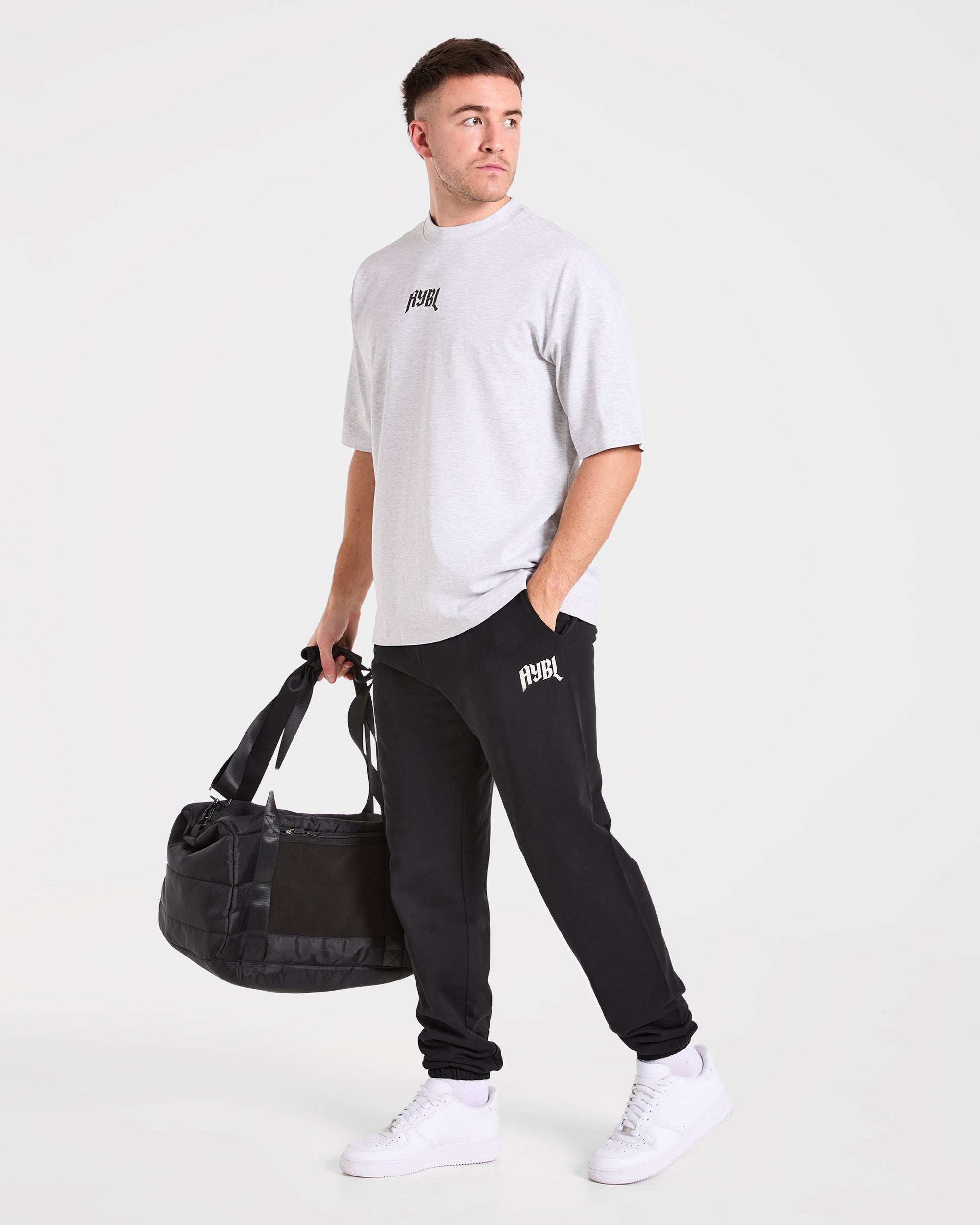 Heavy Lifting Gothic Oversized T Shirt - Grau Marl