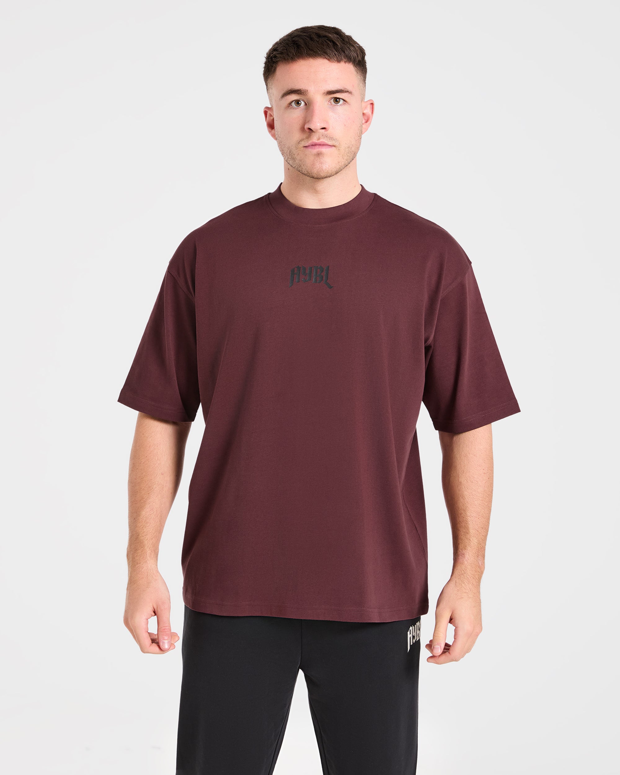 Heavy Lifting Gothic Oversized T Shirt - Dusty Plum/Schwarz