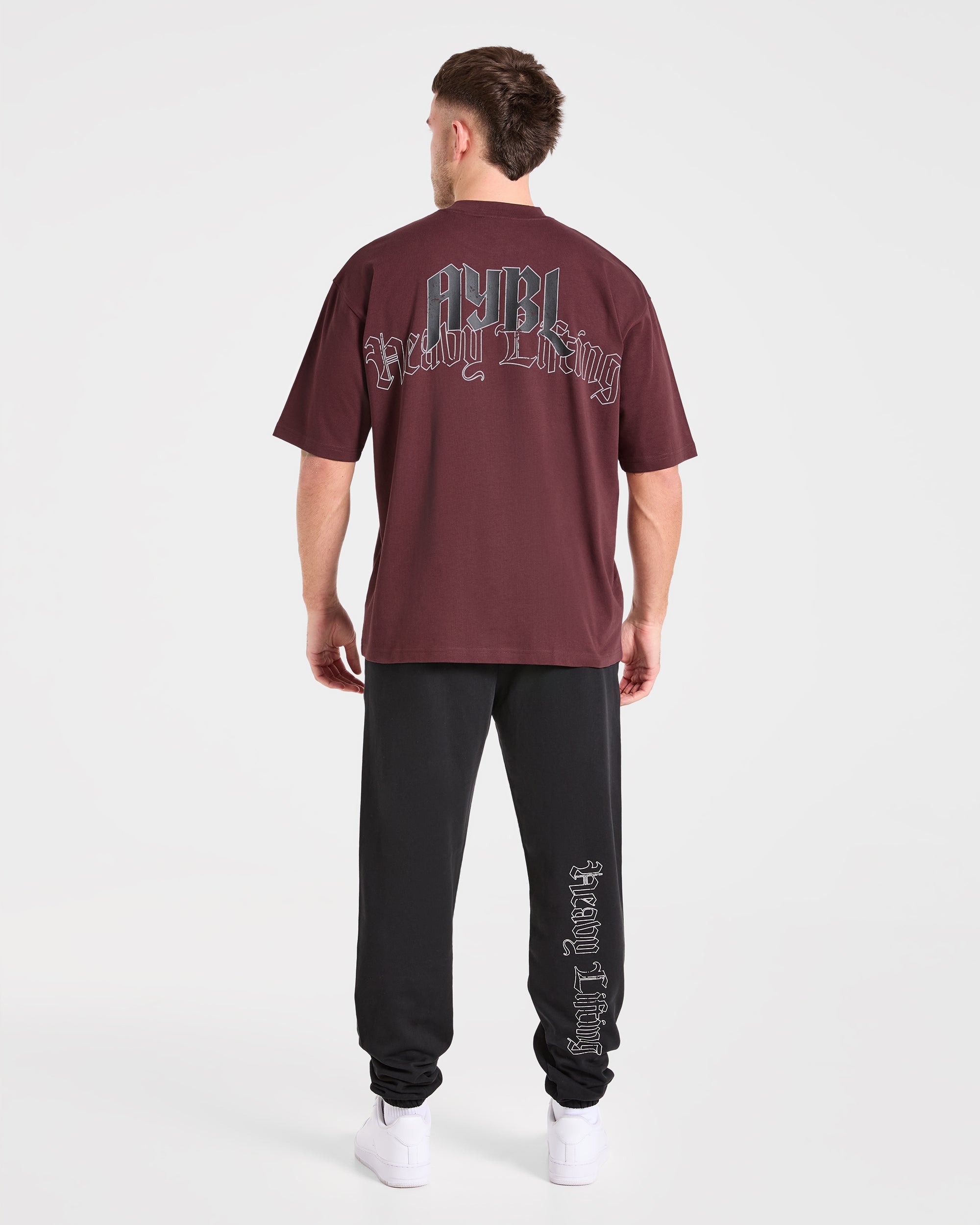 Heavy Lifting Gothic Oversized T Shirt - Dusty Plum/Schwarz