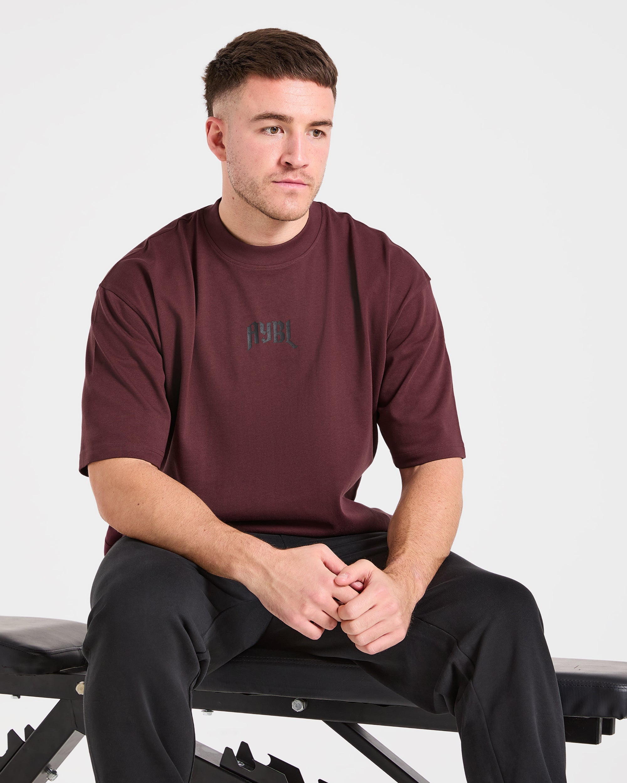 Heavy Lifting Gothic Oversized T Shirt - Dusty Plum/Schwarz