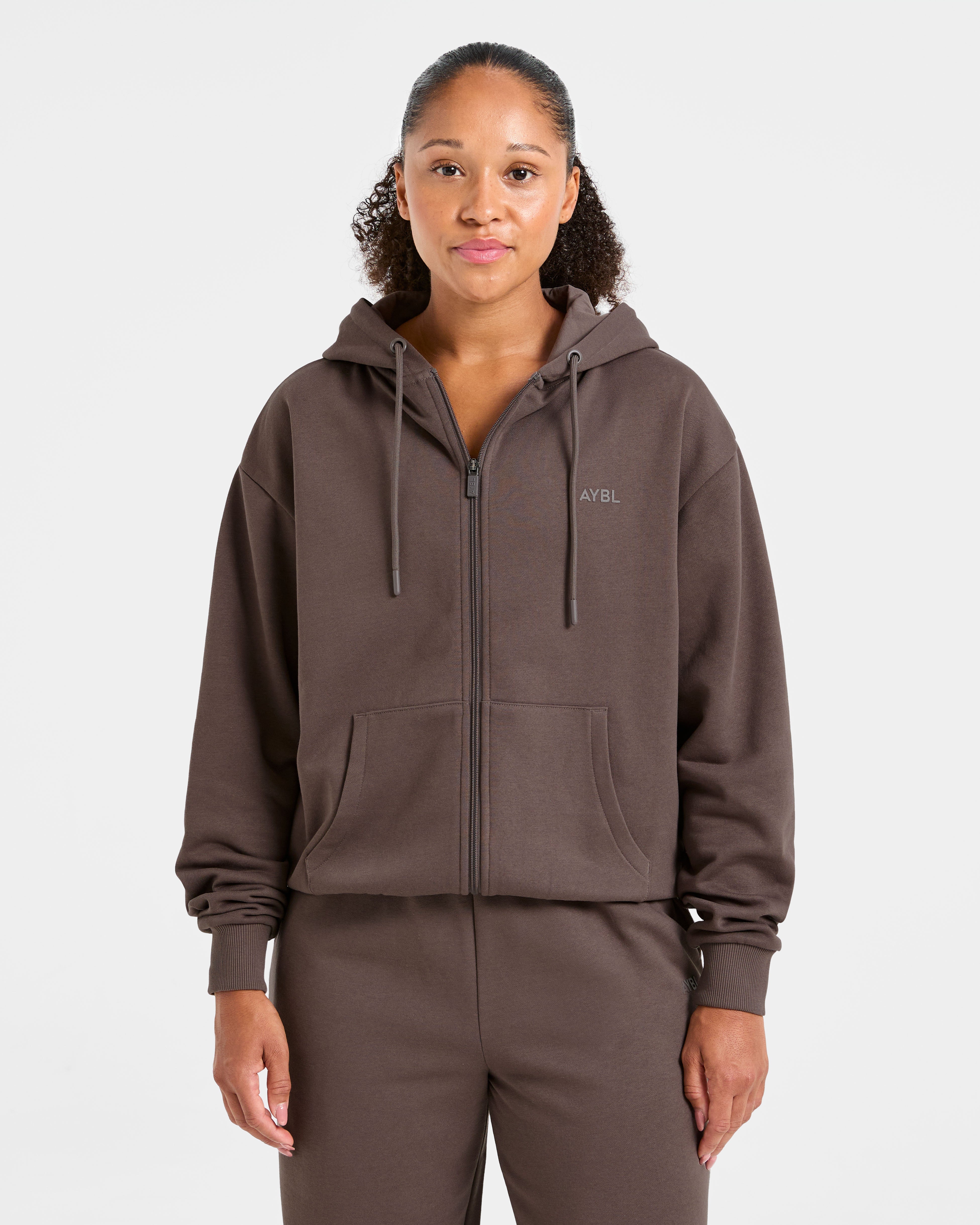 Lifestyle Oversized Zip Up Hoodie - Umber Braun