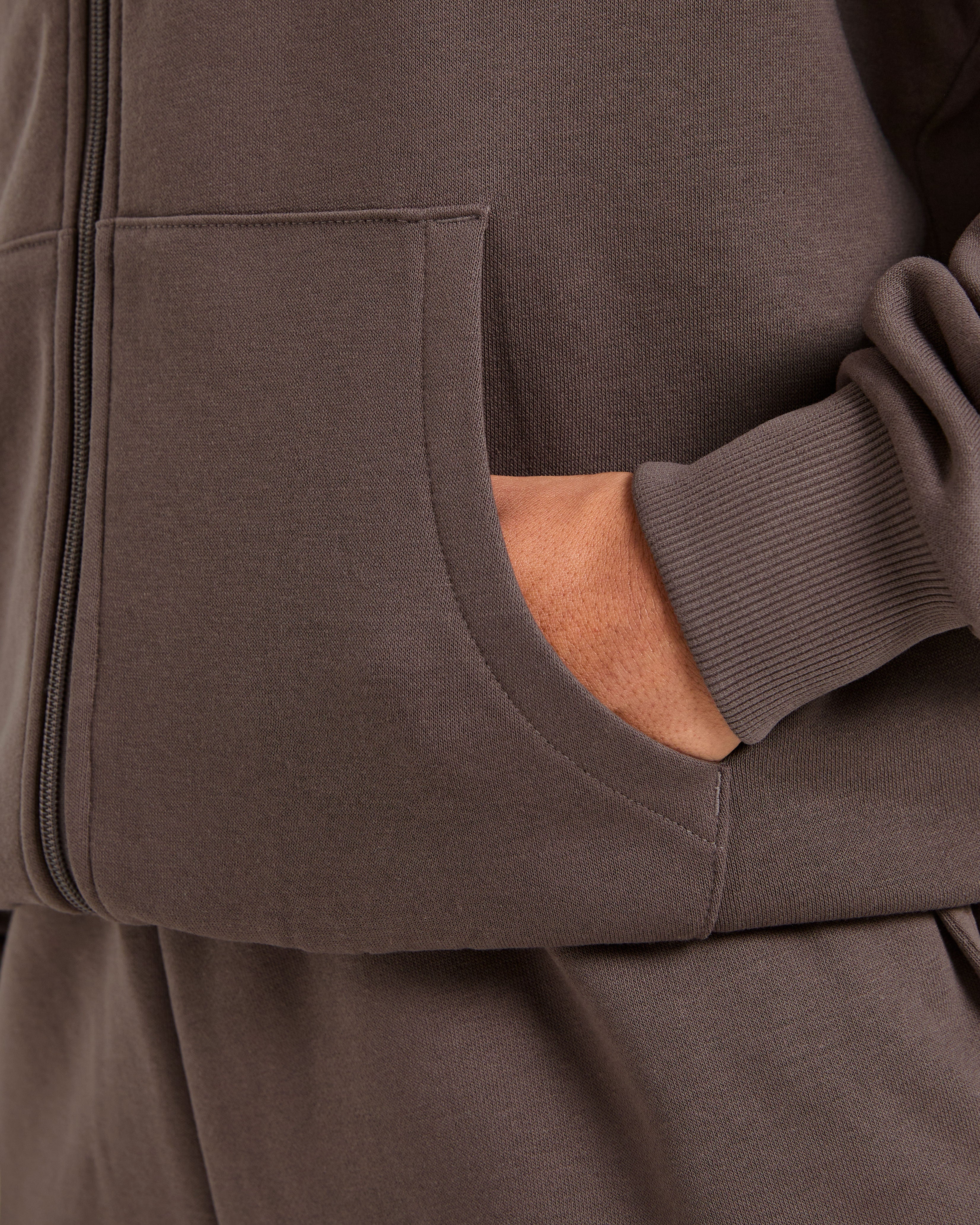 Lifestyle Oversized Zip Up Hoodie - Umber Braun