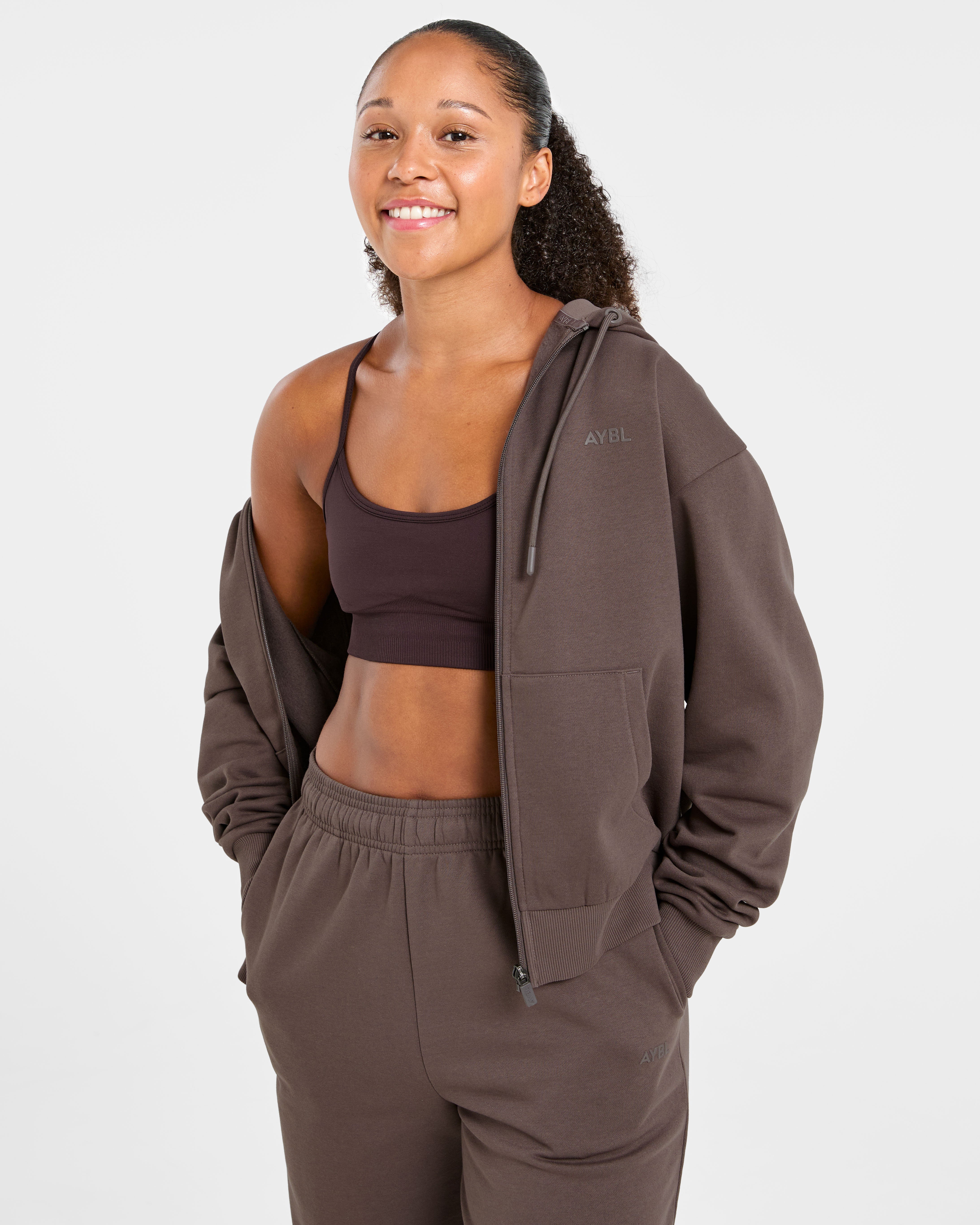 Lifestyle Oversized Zip Up Hoodie - Umber Braun