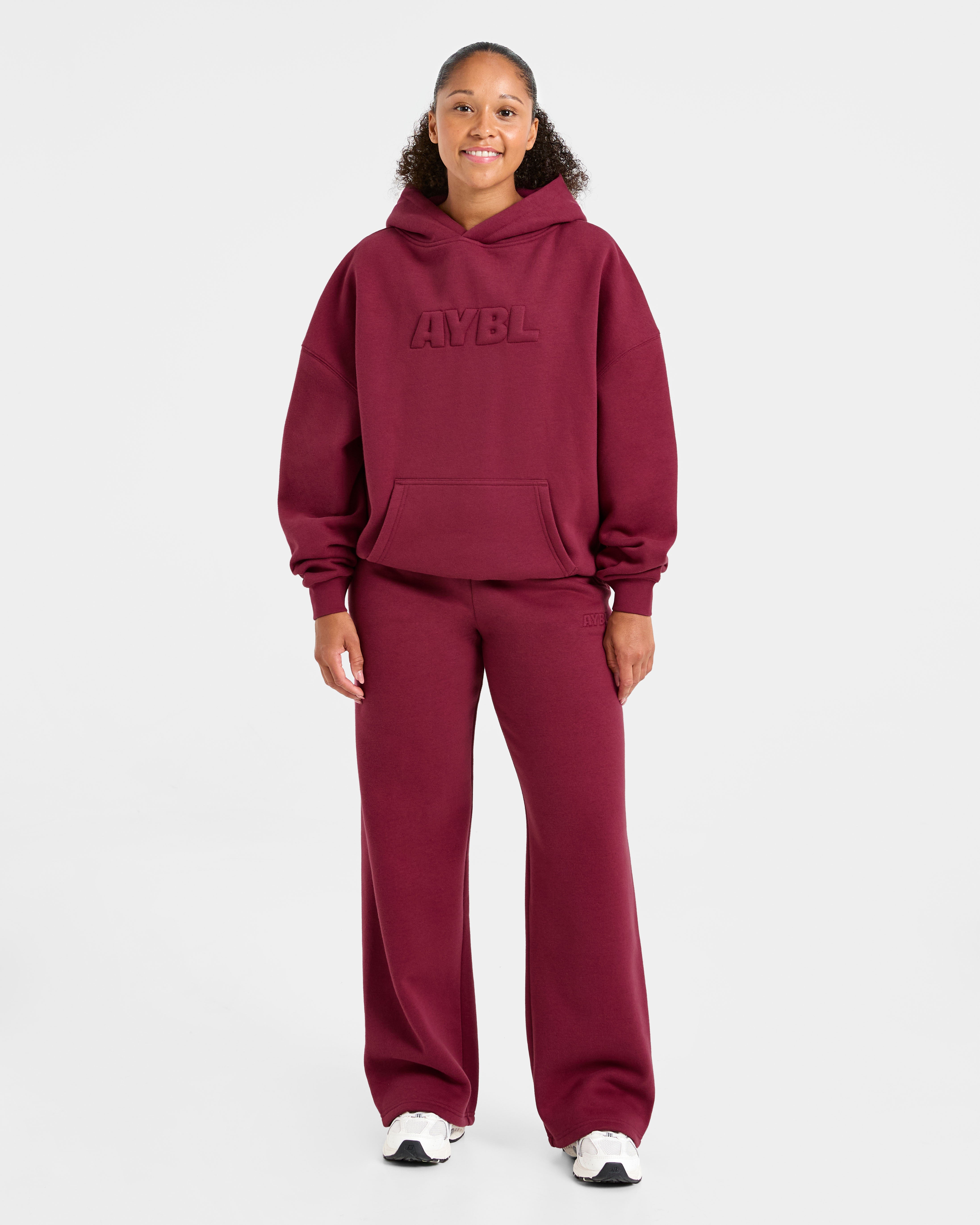 Classic Plush Oversized Straight Leg Joggers - Muted Raspberry
