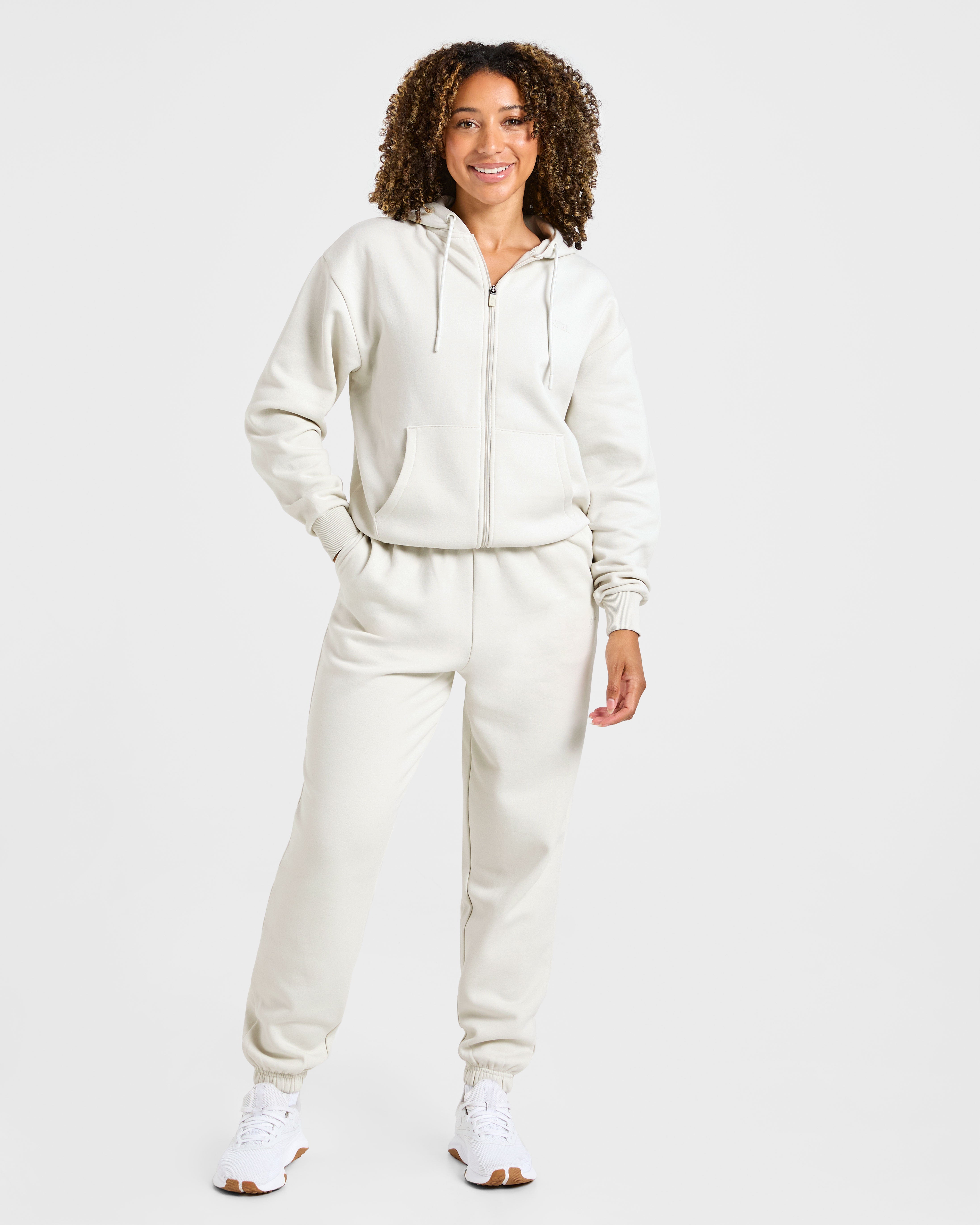 Lifestyle Oversized Zip Up Hoodie - Off Weiß