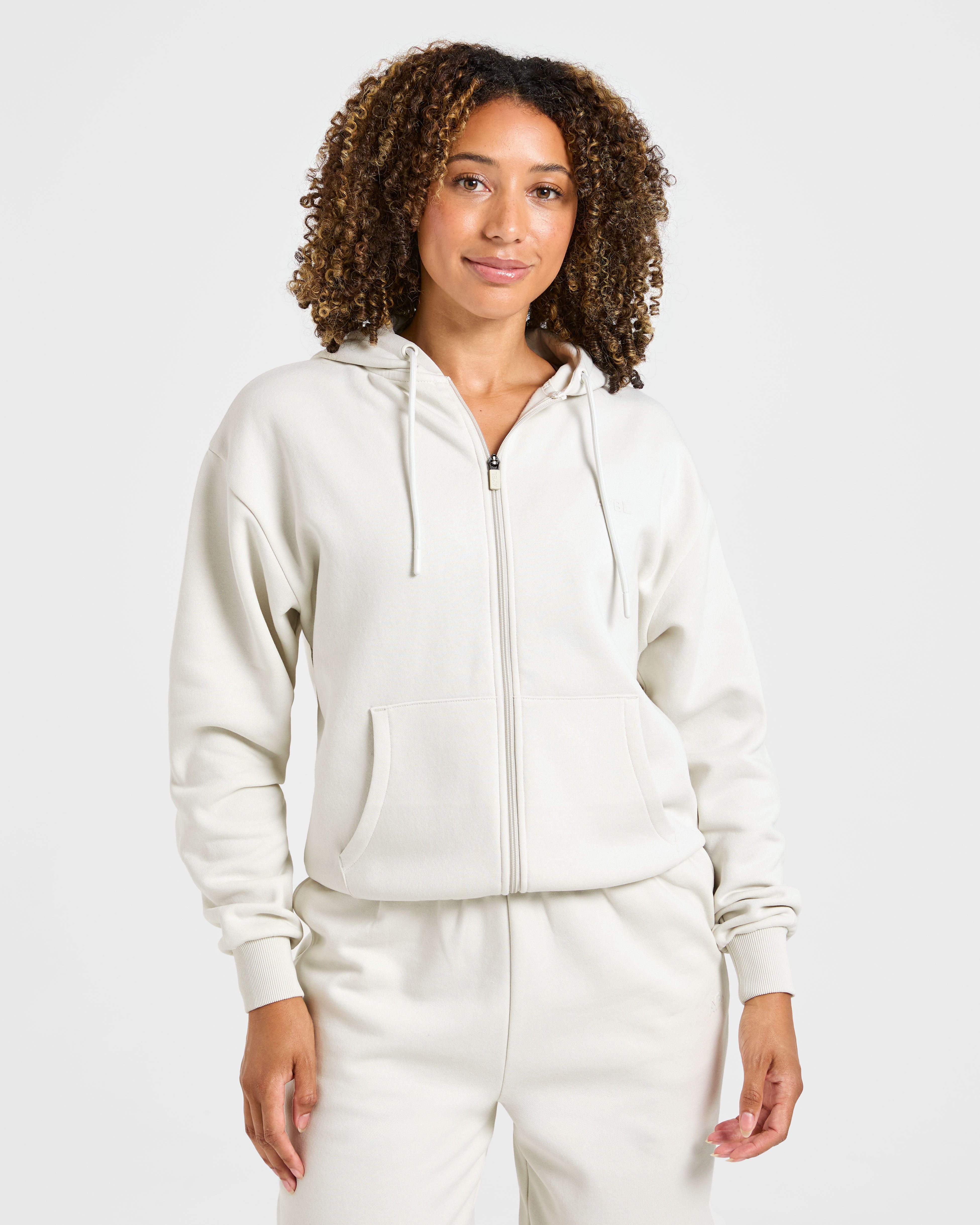 Lifestyle Oversized Zip Up Hoodie - Off Weiß