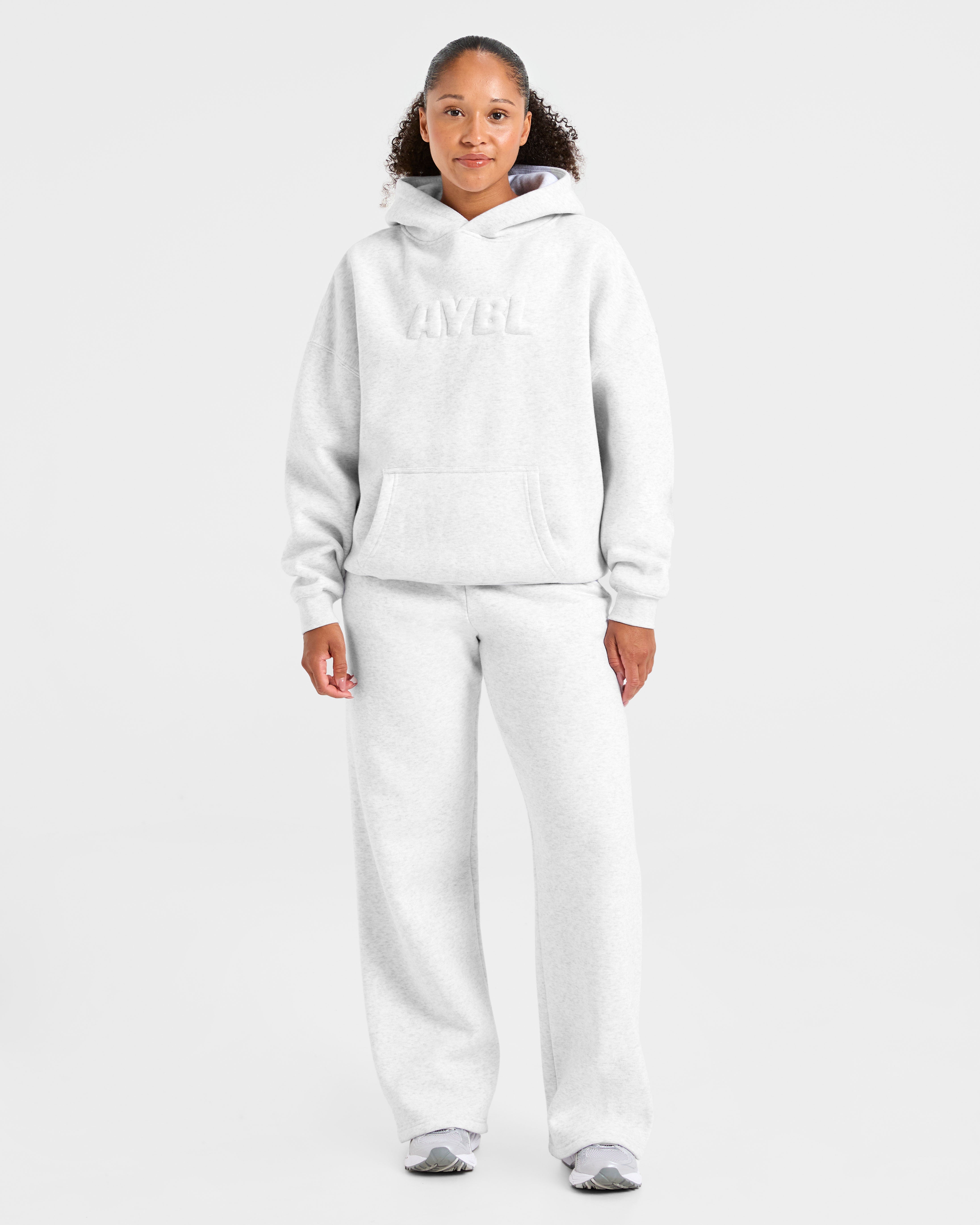 Classic Plush Oversized Straight Leg Joggers - Heather Grau