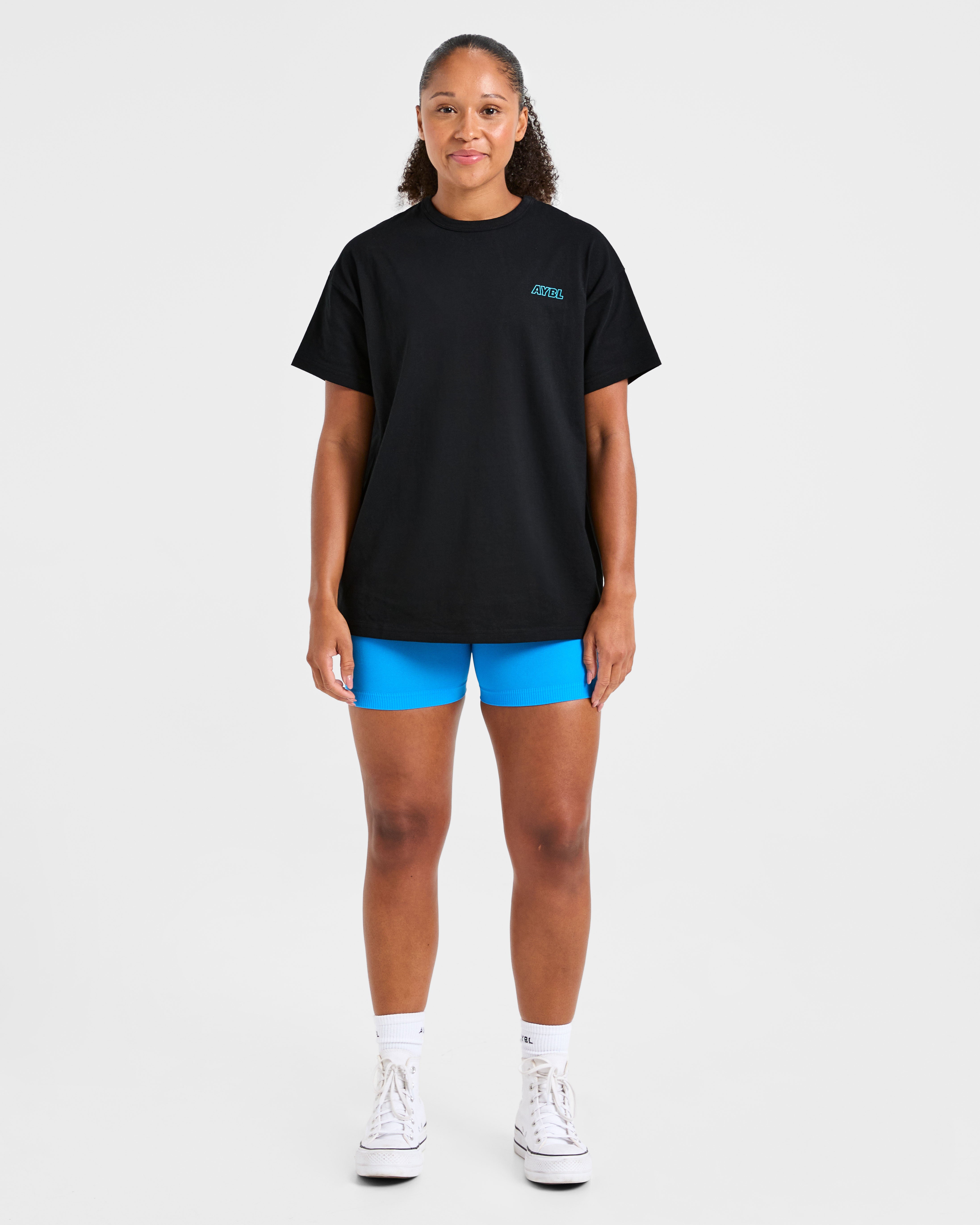 Strength Starts Here Oversized T Shirt - Schwarz/Blau