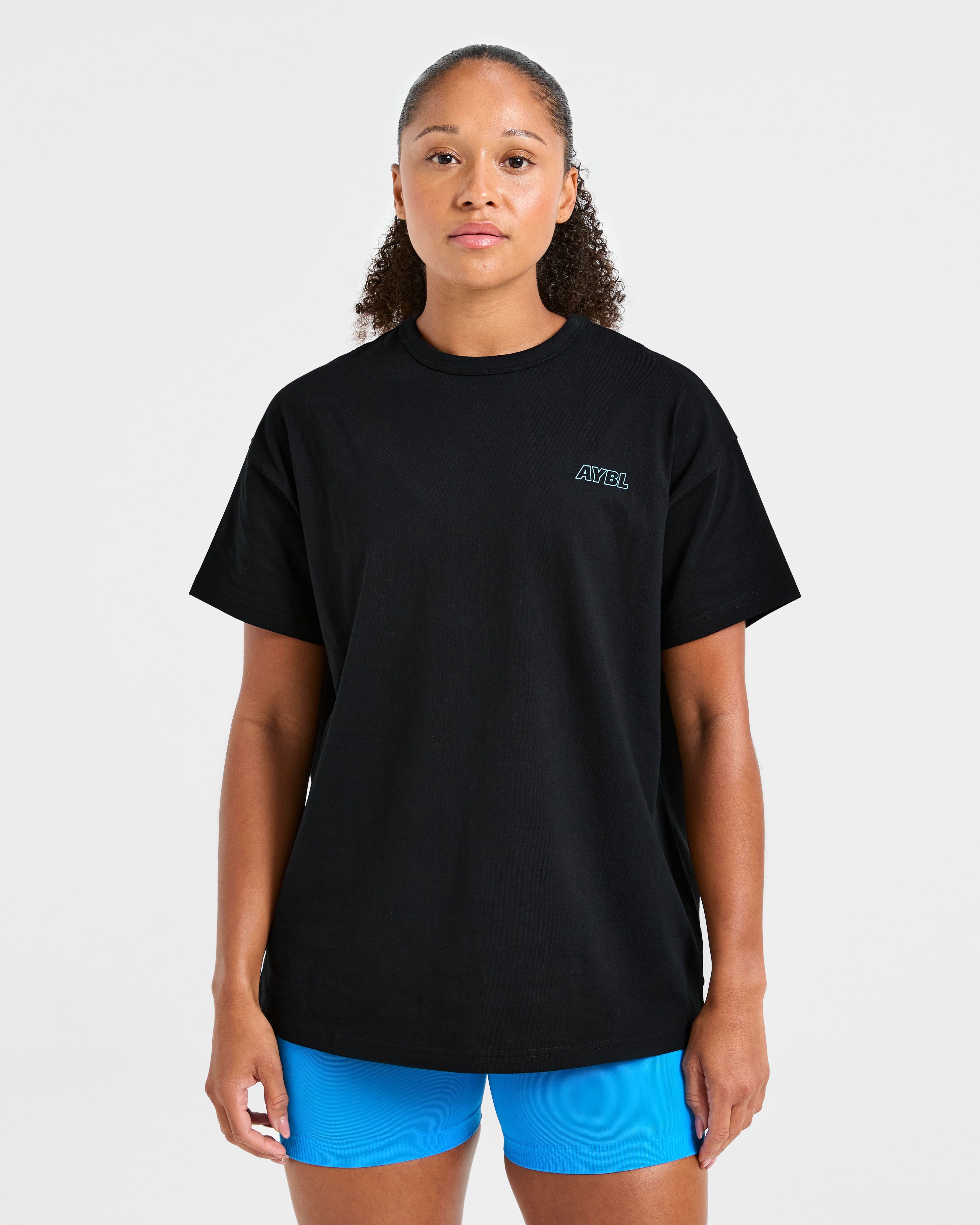 Strength Starts Here Oversized T Shirt - Schwarz/Blau