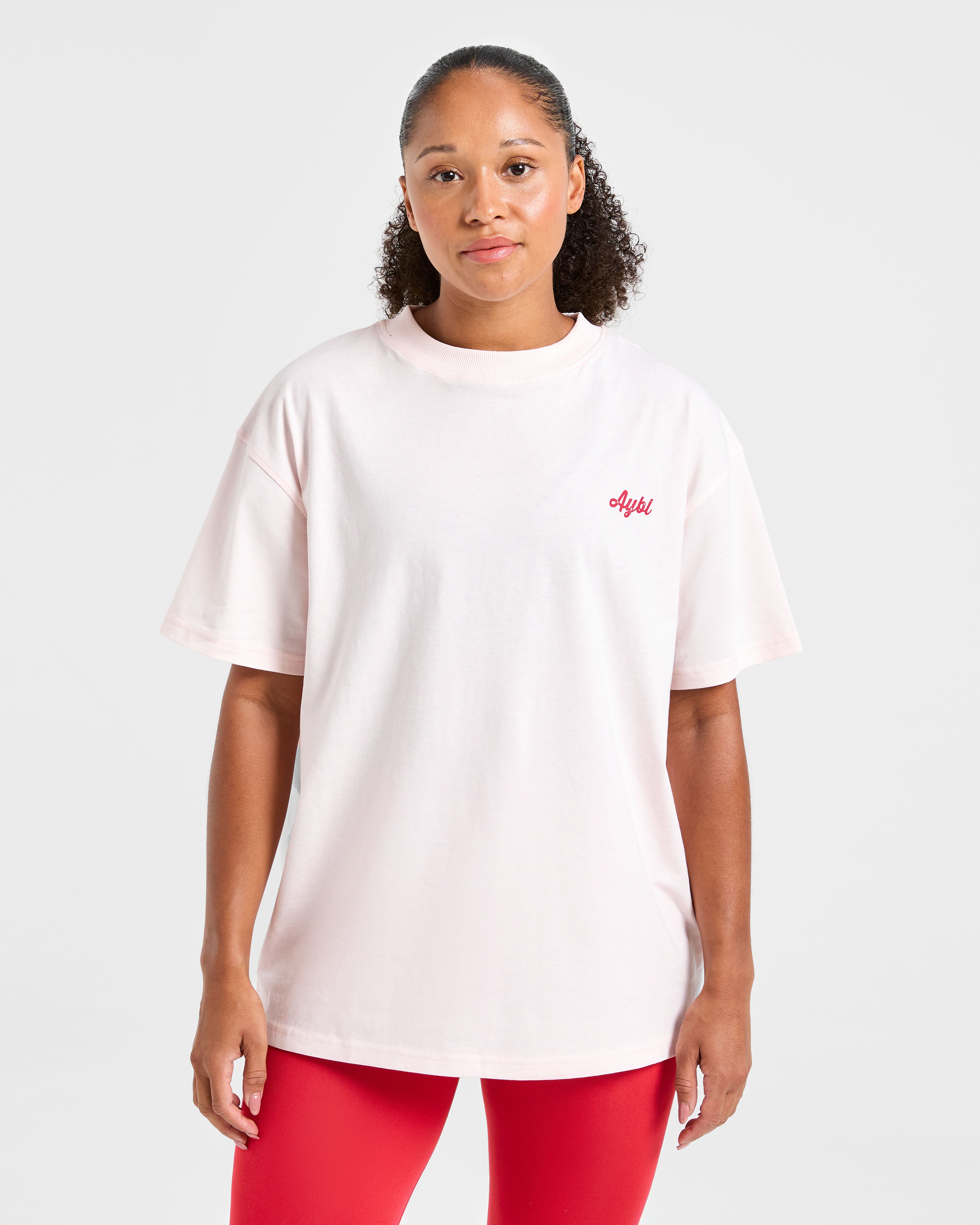 Retro Athletics Club Oversized T Shirt - Rosa