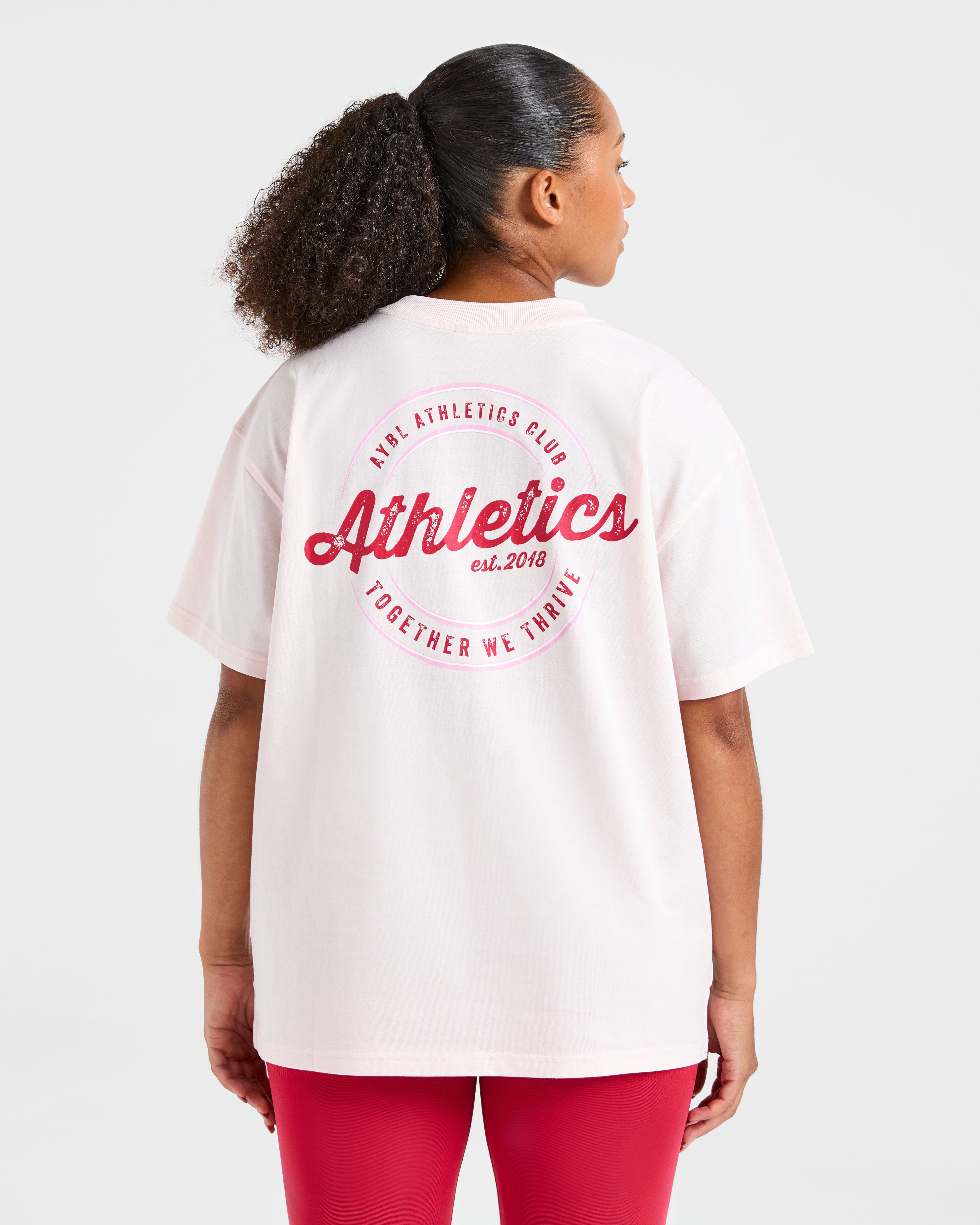 Retro Athletics Club Oversized T Shirt - Rosa