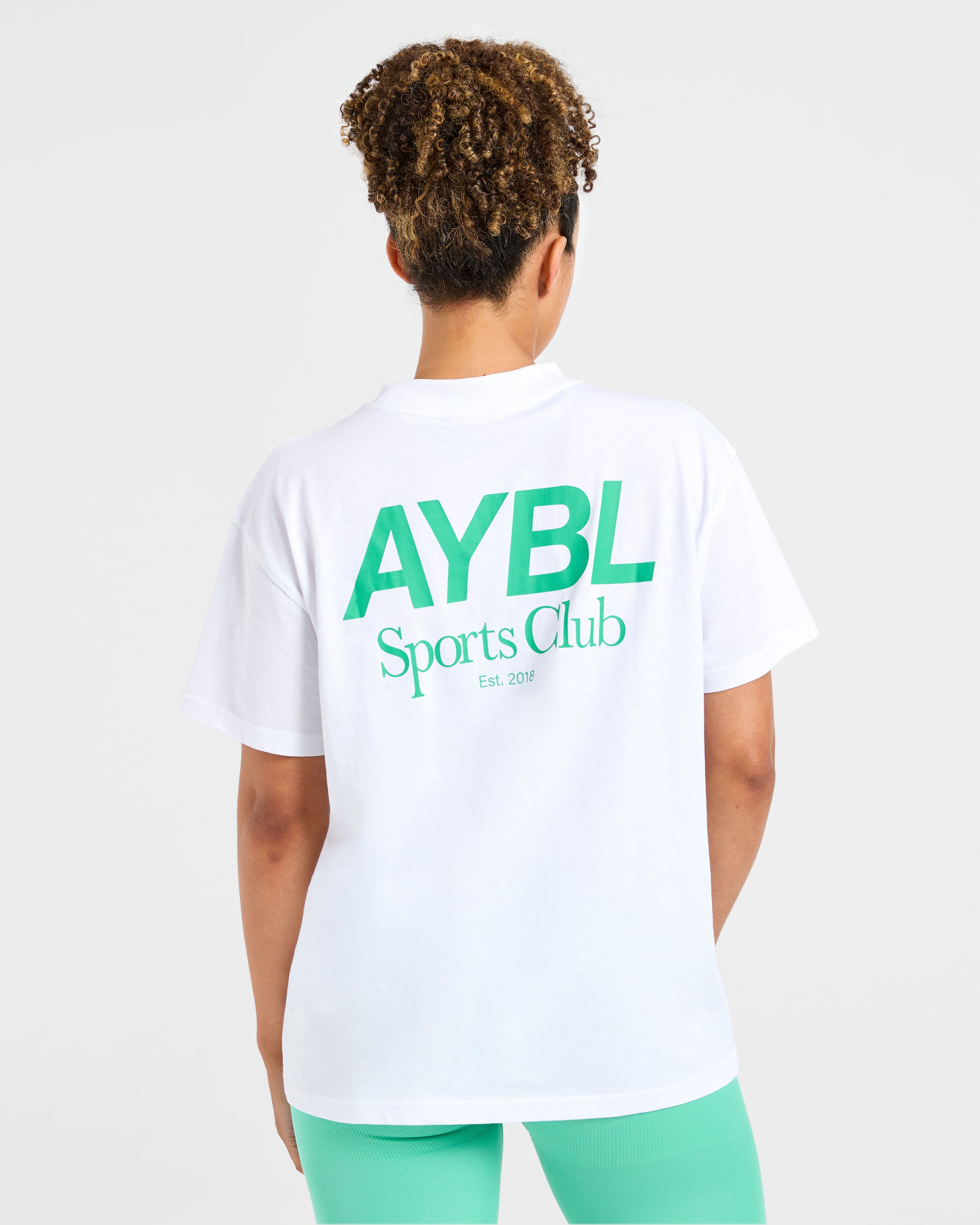AYBL Sports Club Oversized T Shirt - Weiß/Racing Green