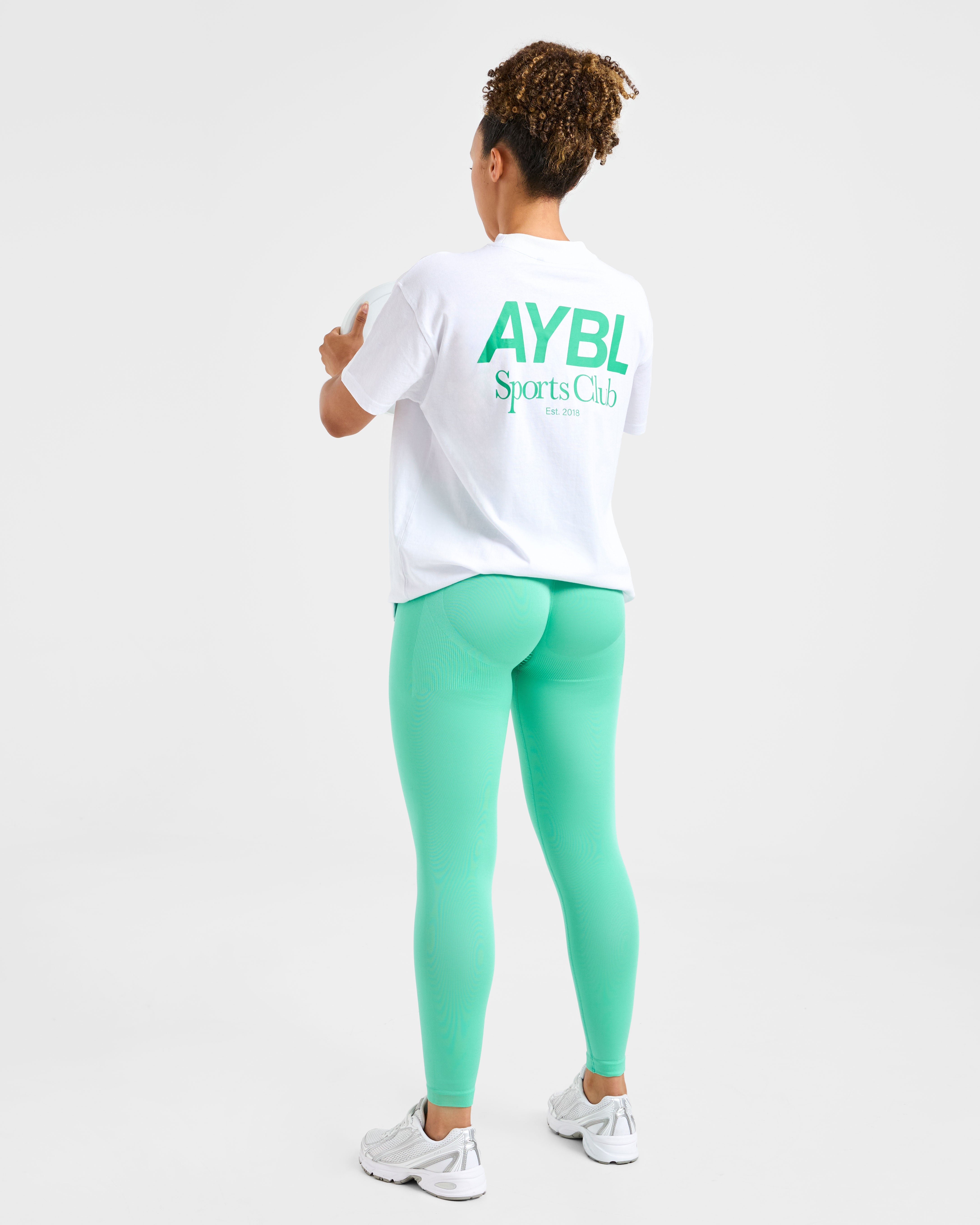 AYBL Sports Club Oversized T Shirt - Weiß/Racing Green