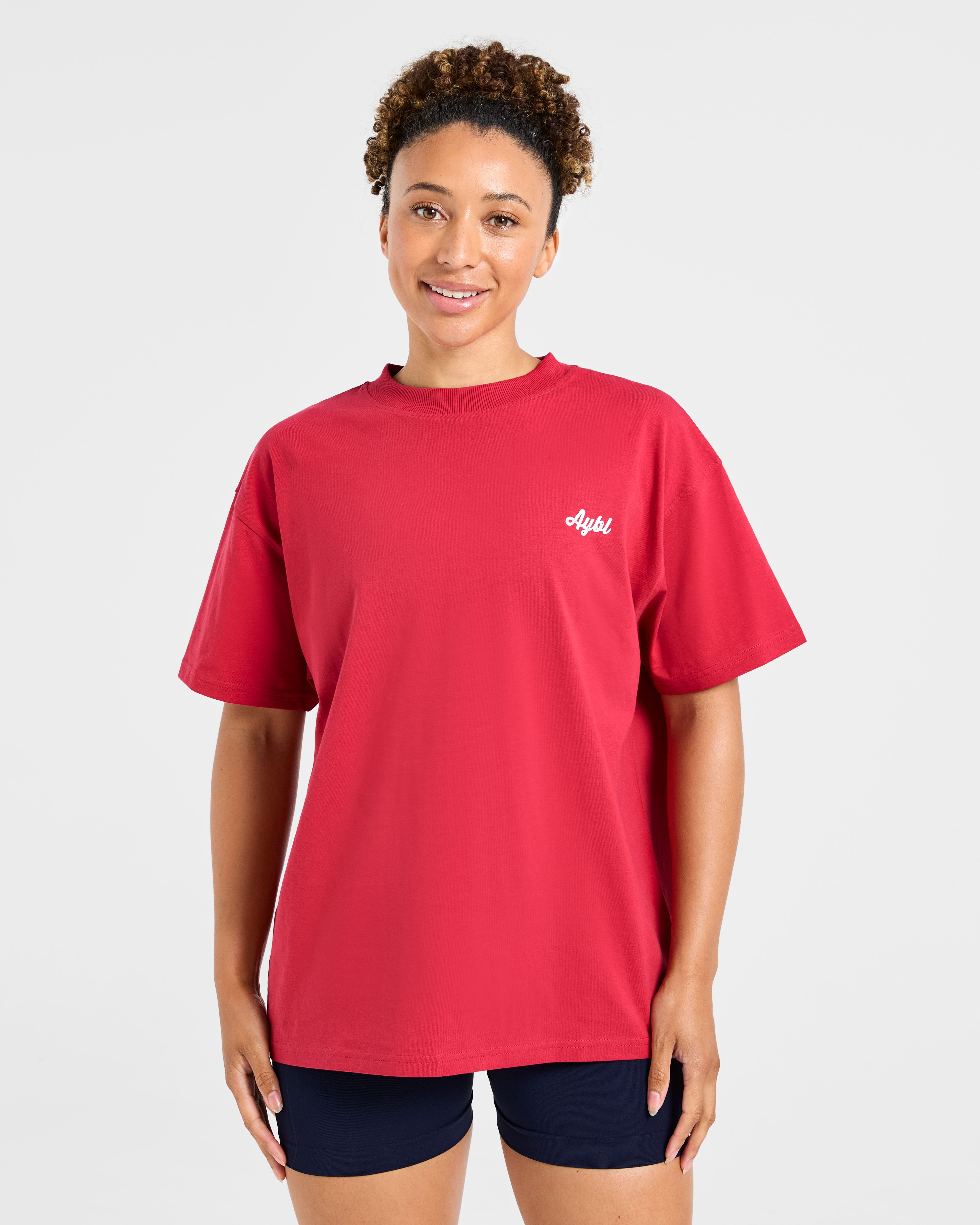 Retro Athletics Club Oversized T Shirt - Rot/Blau