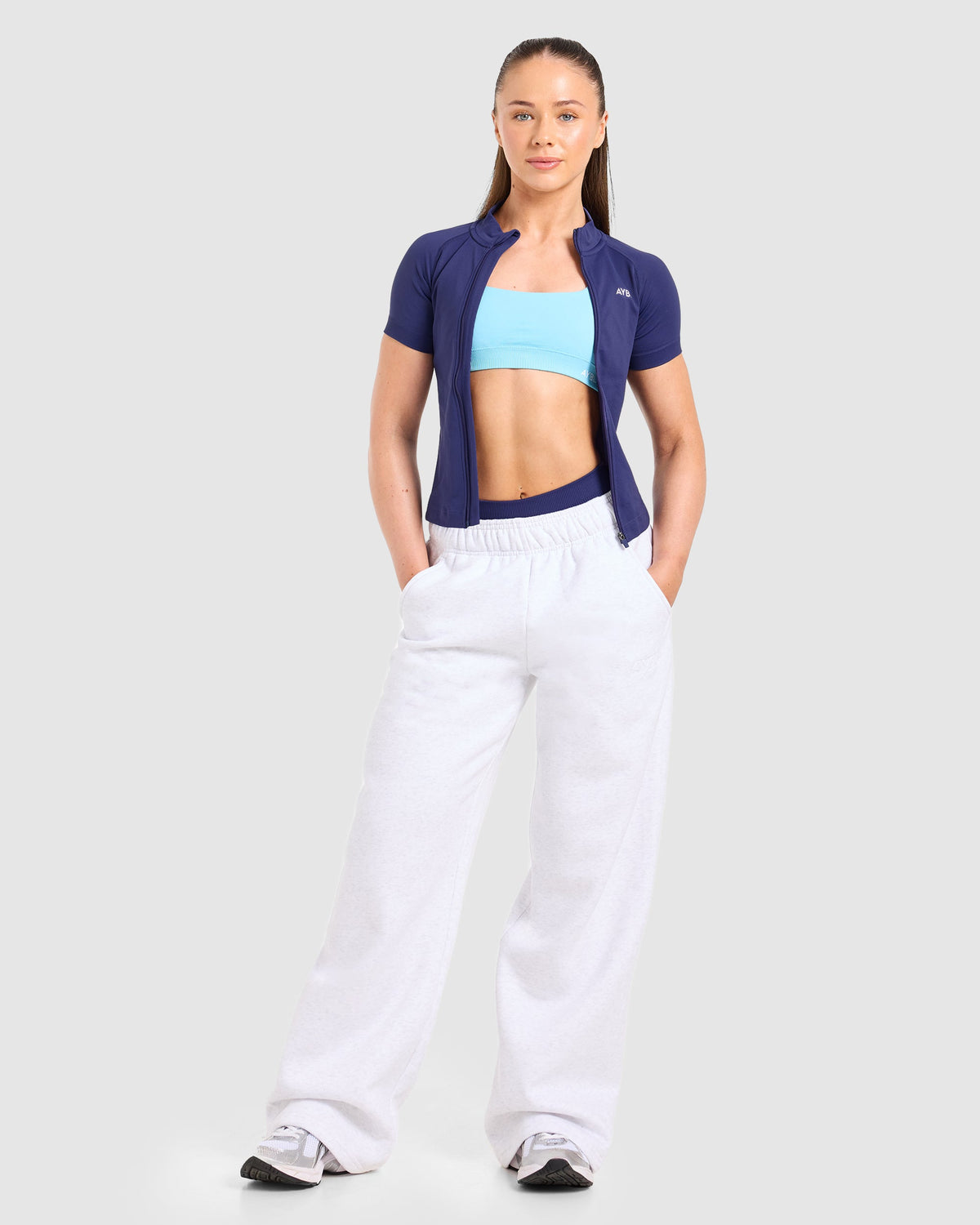 Enhance Seamless Short Sleeve Zip Up Jacket - Storm Blau