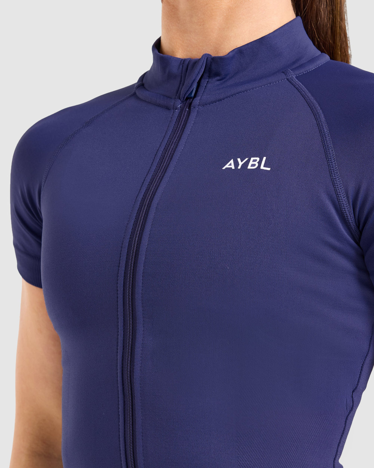 Enhance Seamless Short Sleeve Zip Up Jacket - Storm Blau