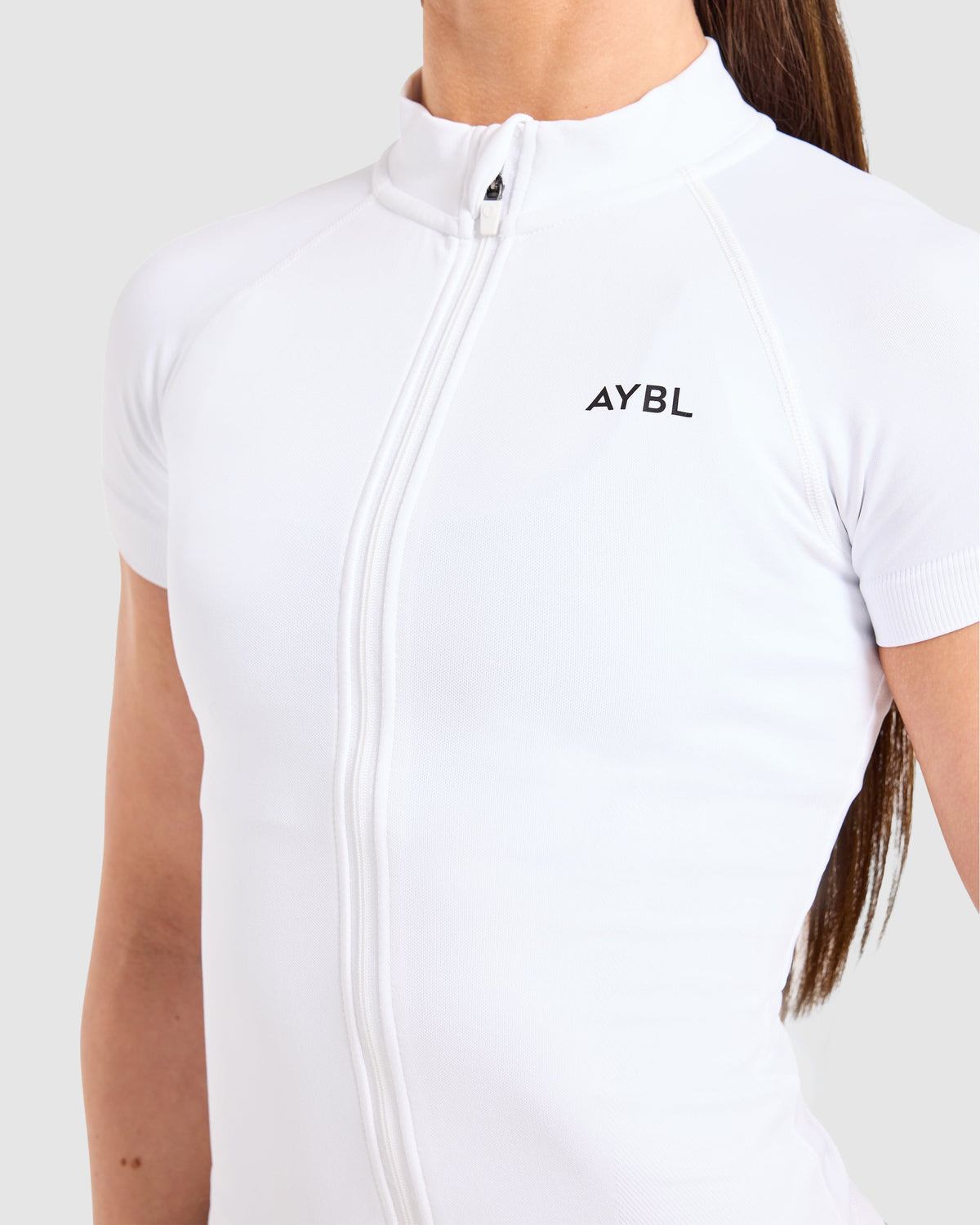 Enhance Seamless Short Sleeve Zip Up Jacket - Weiß