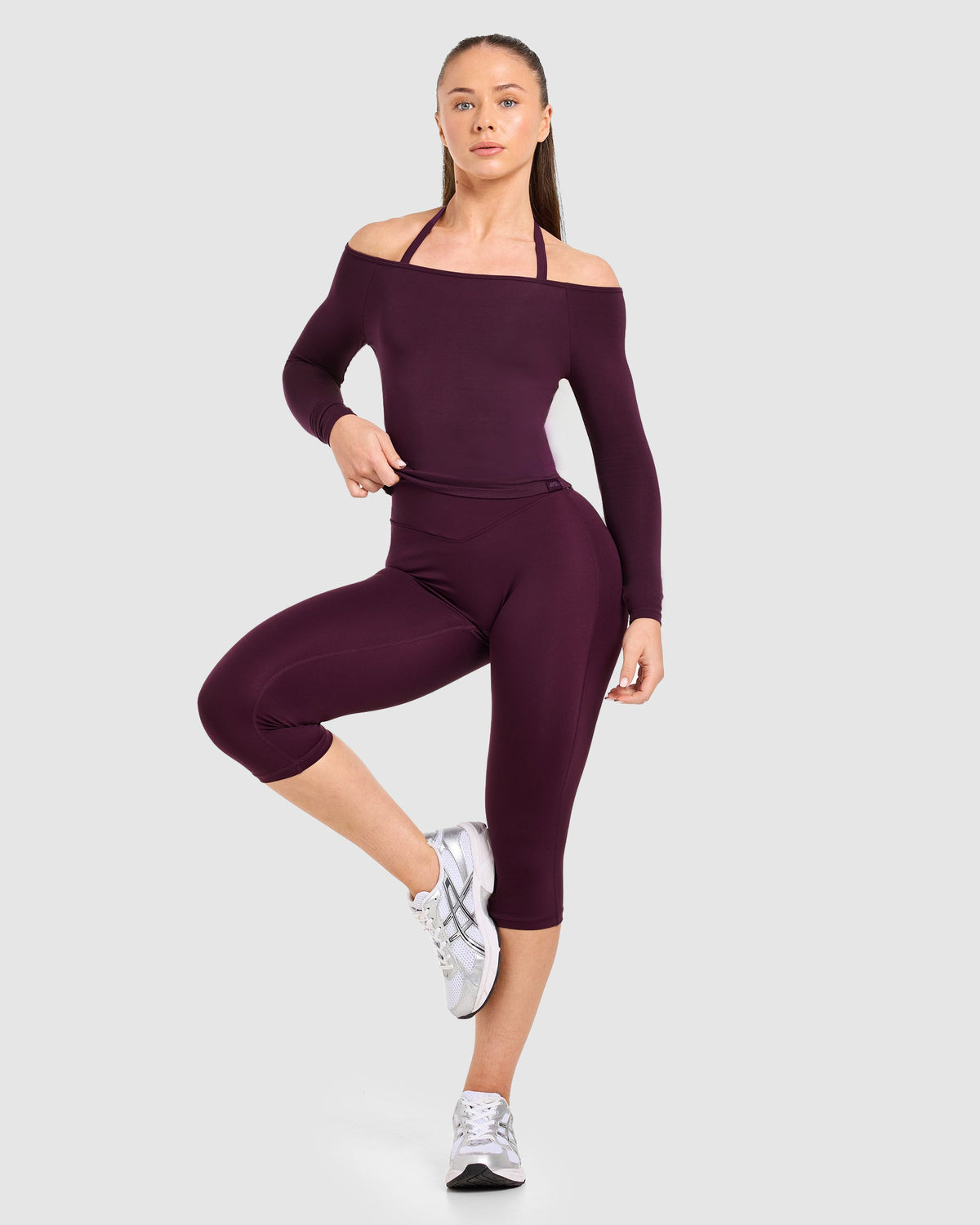 Ease Off The Shoulder Top - Midnight Plum