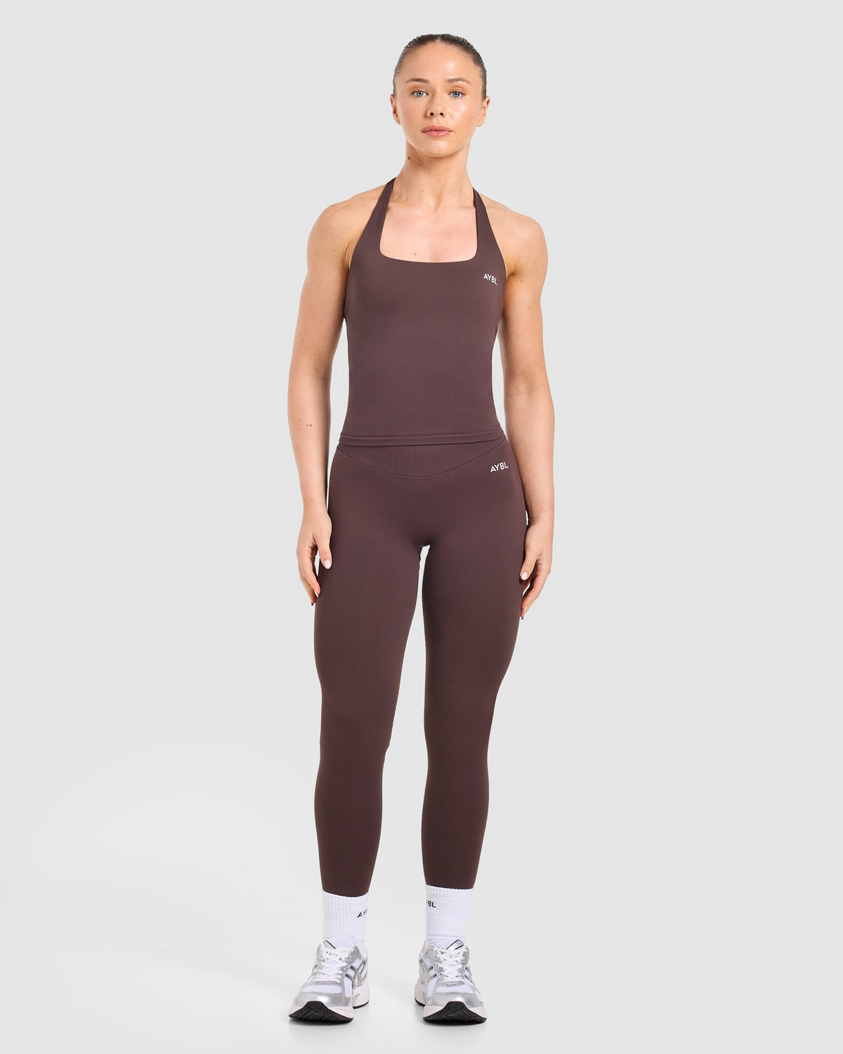 Enhance Seamless Halterneck Top - Cocoa Braun