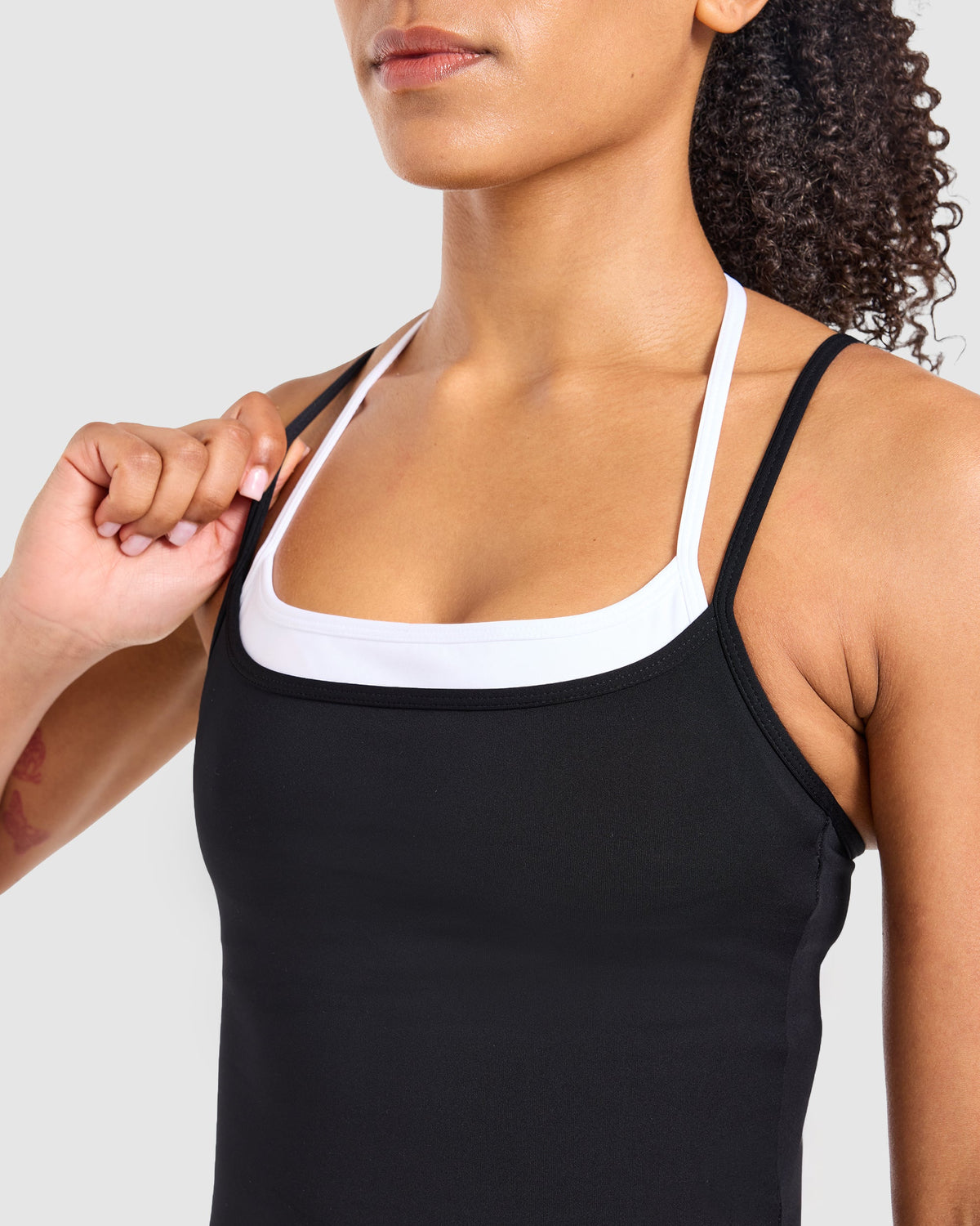 Double Layered Tank Top - Schwarz/Weiß
