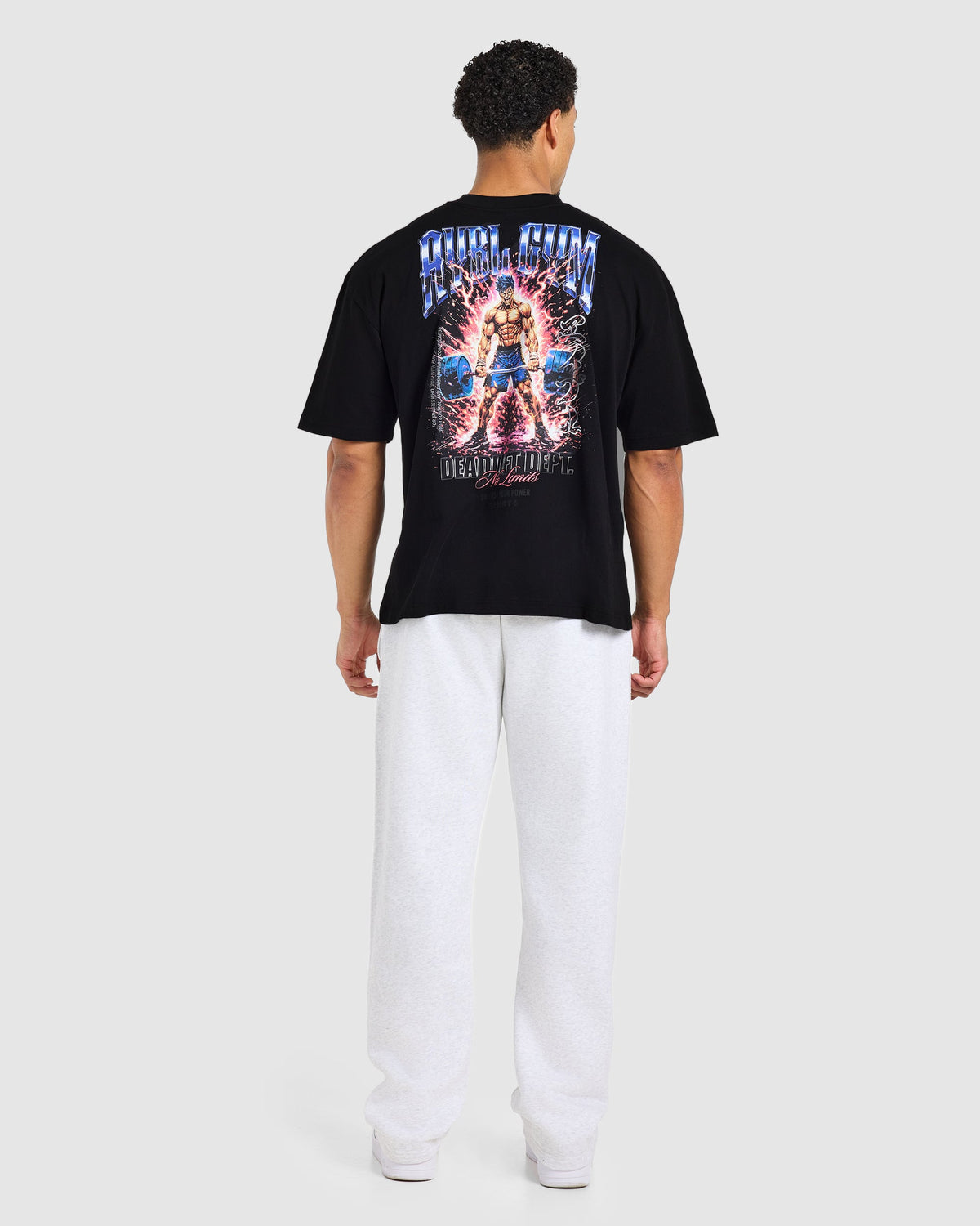 Anime Deadlift Dept Oversized T Shirt - Schwarz/Blau