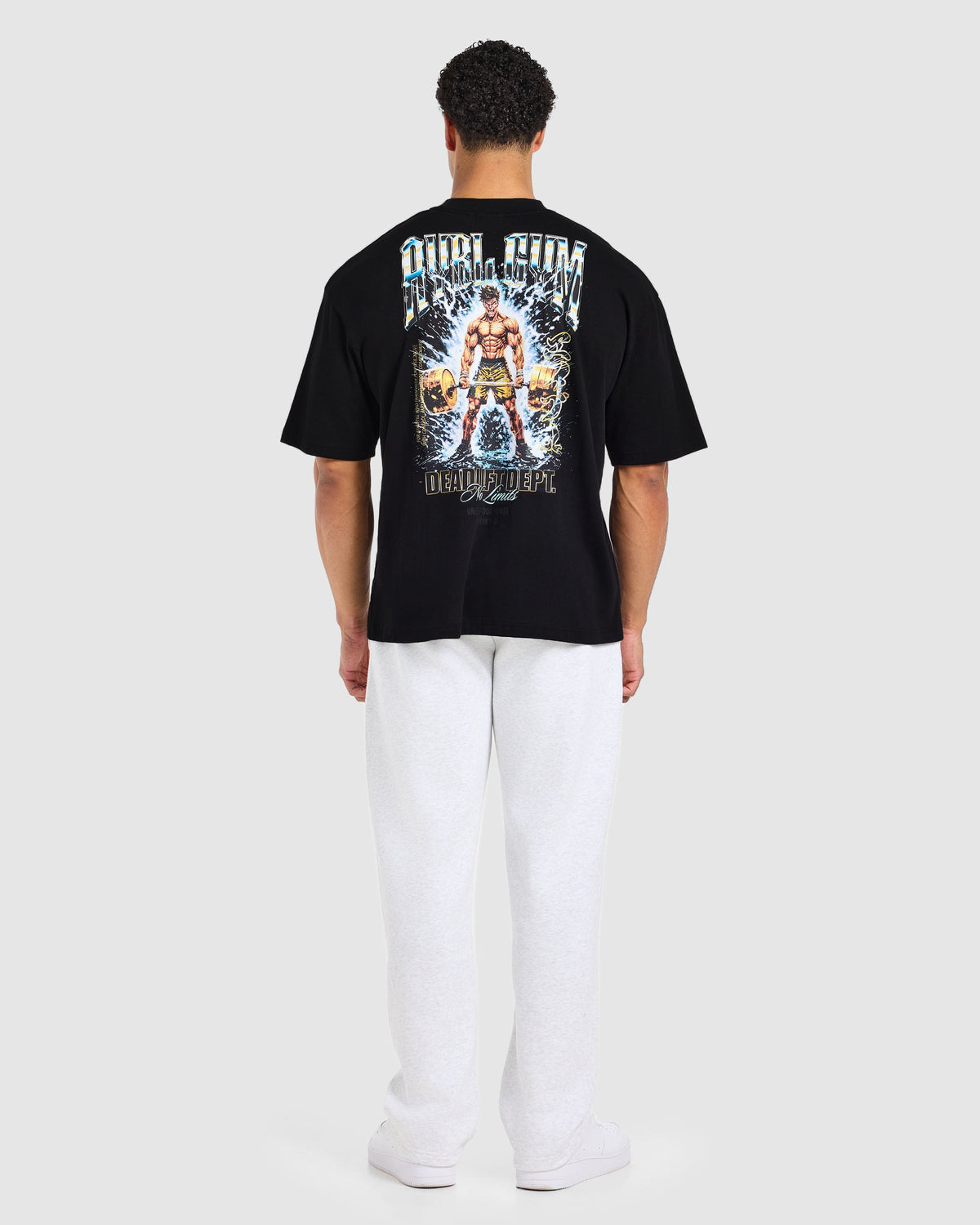 Anime Deadlift Dept Oversized T Shirt - Schwarz/Gelb
