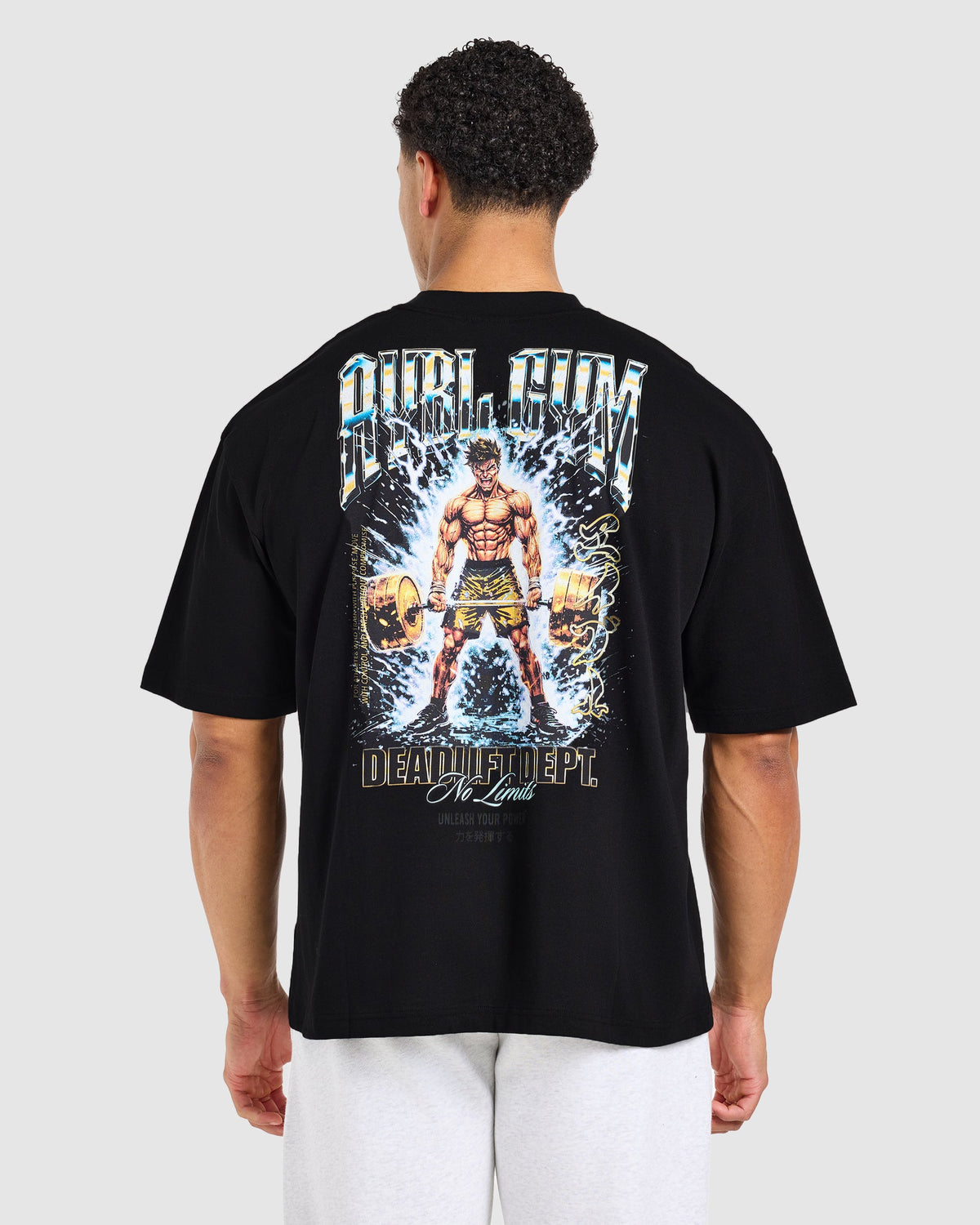Anime Deadlift Dept Oversized T Shirt - Schwarz/Gelb