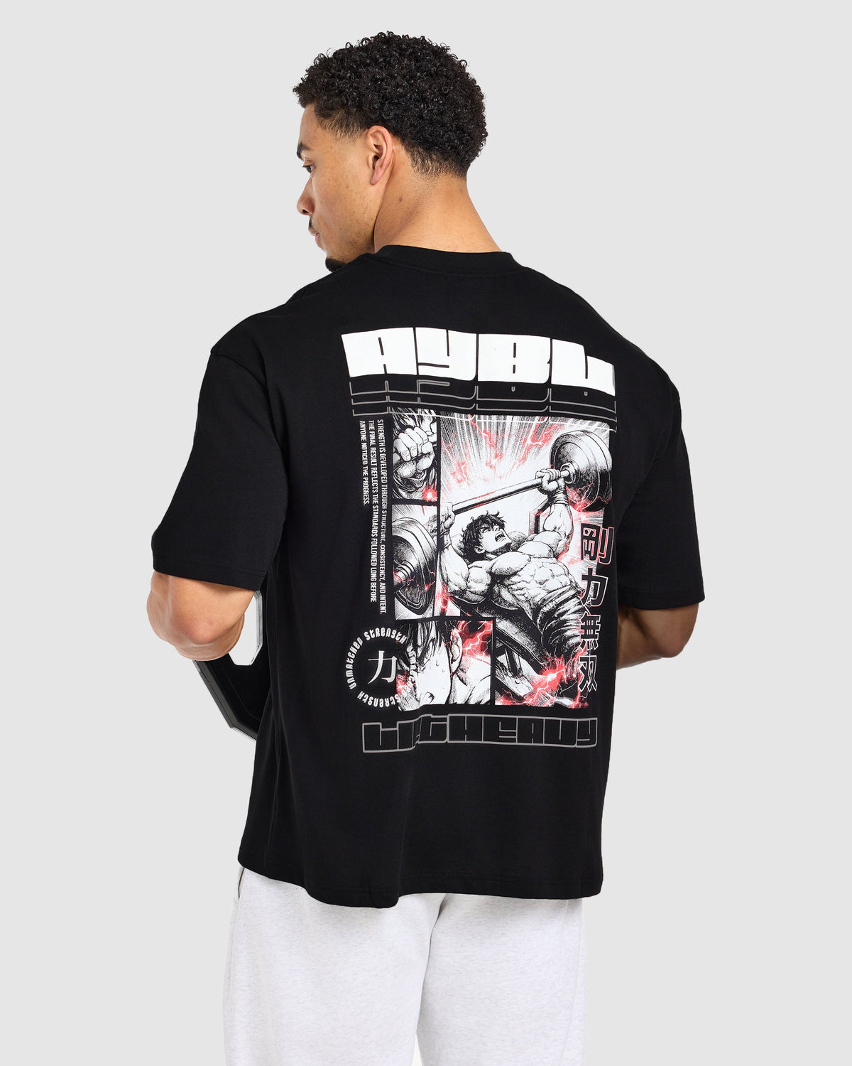 Anime Bench Press Oversized T Shirt - Schwarz