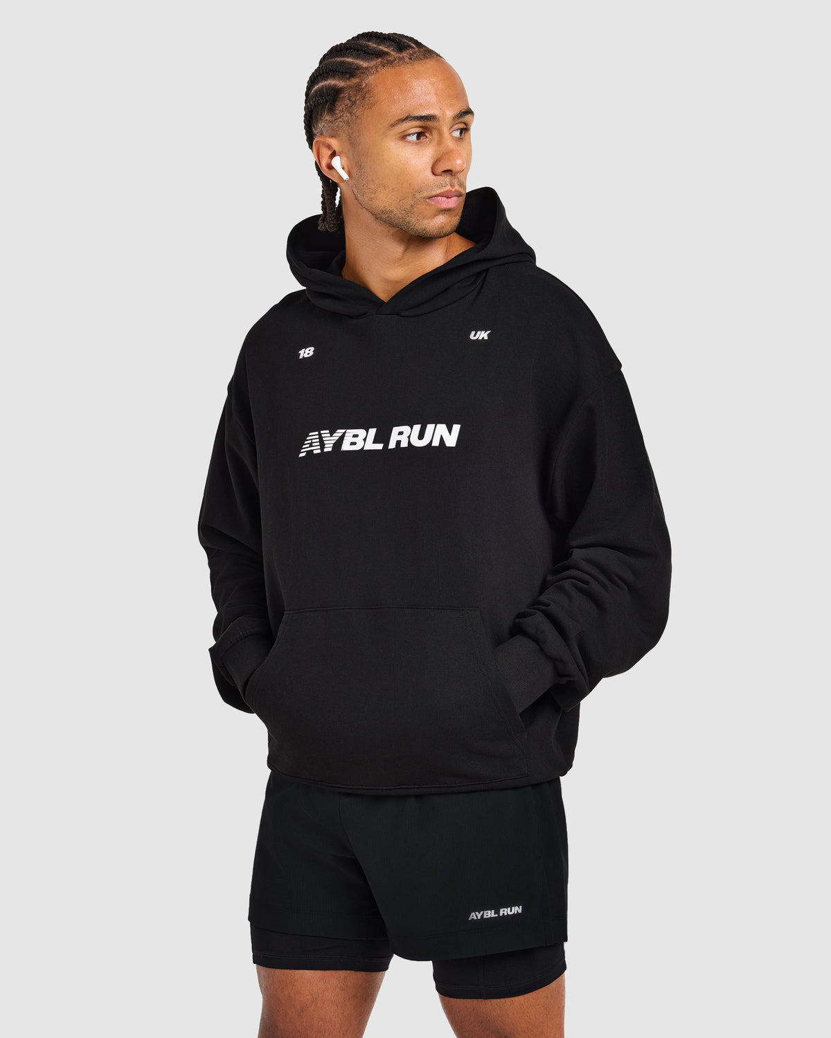 Run Graphic Hoodie - Schwarz