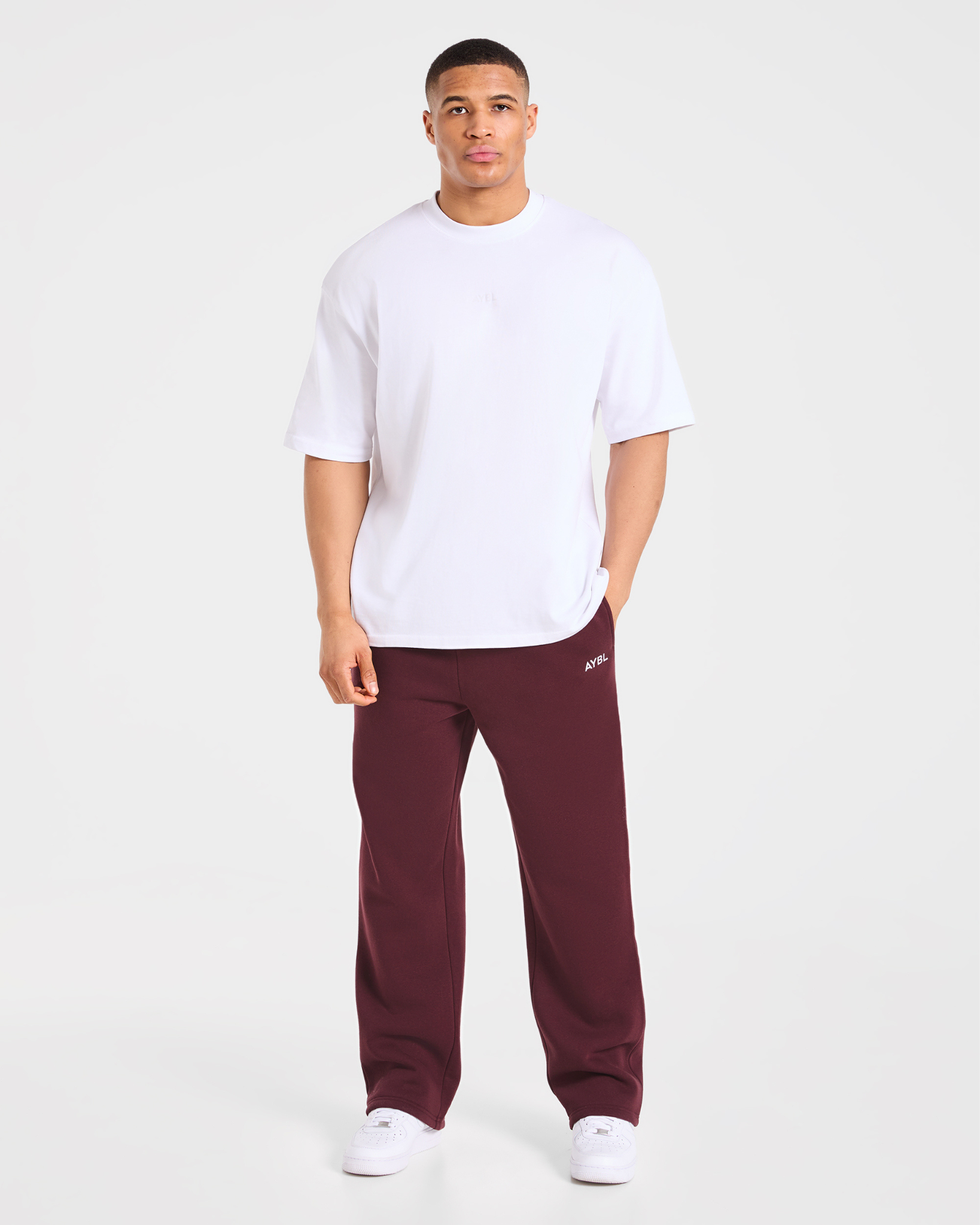 Essential Oversized Straight Leg Joggers - Burgundy Rot