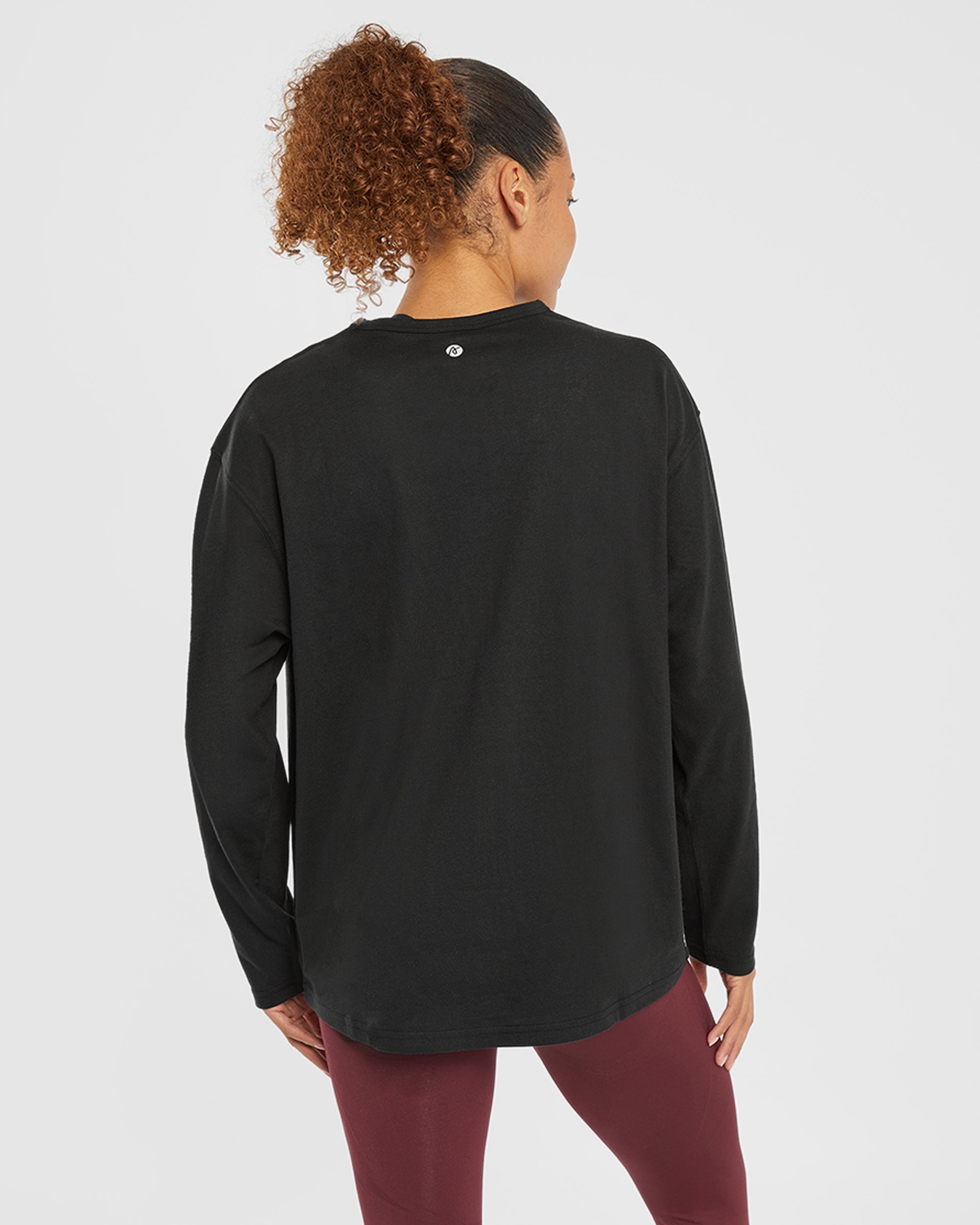 Essential Oversized Long Sleeve T Shirt - Schwarz