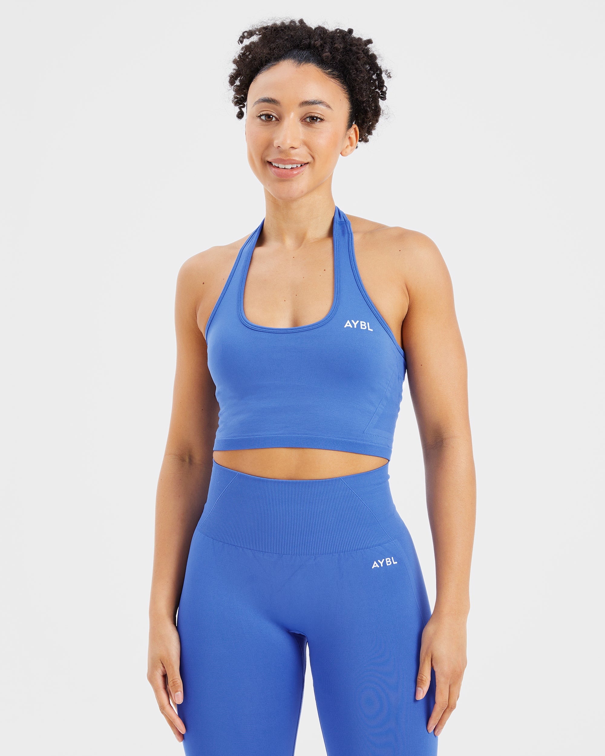 Empower Seamless Halterneck Crop Top - Cobalt