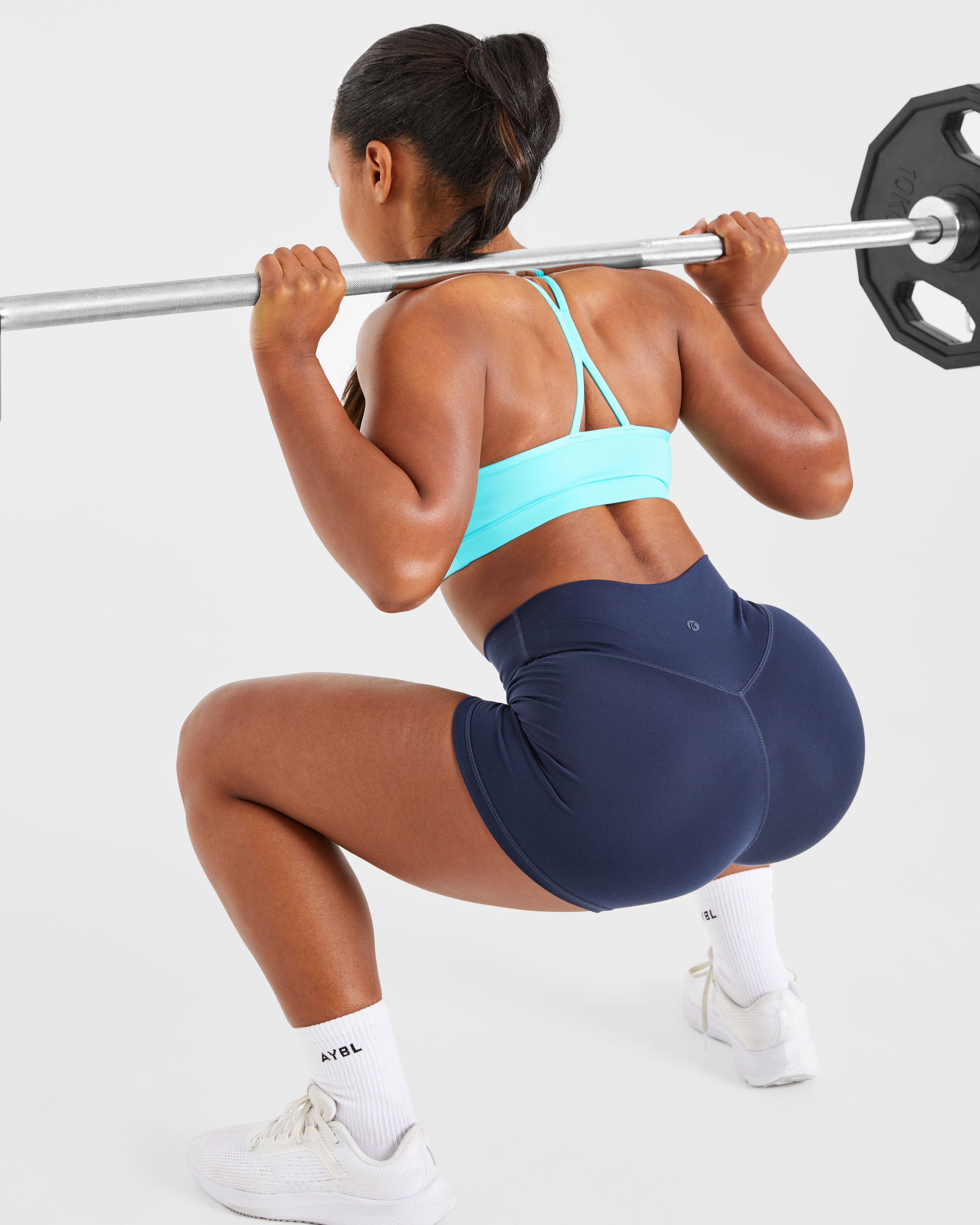 Essential Ruched Sports Bra - Aqua Blau