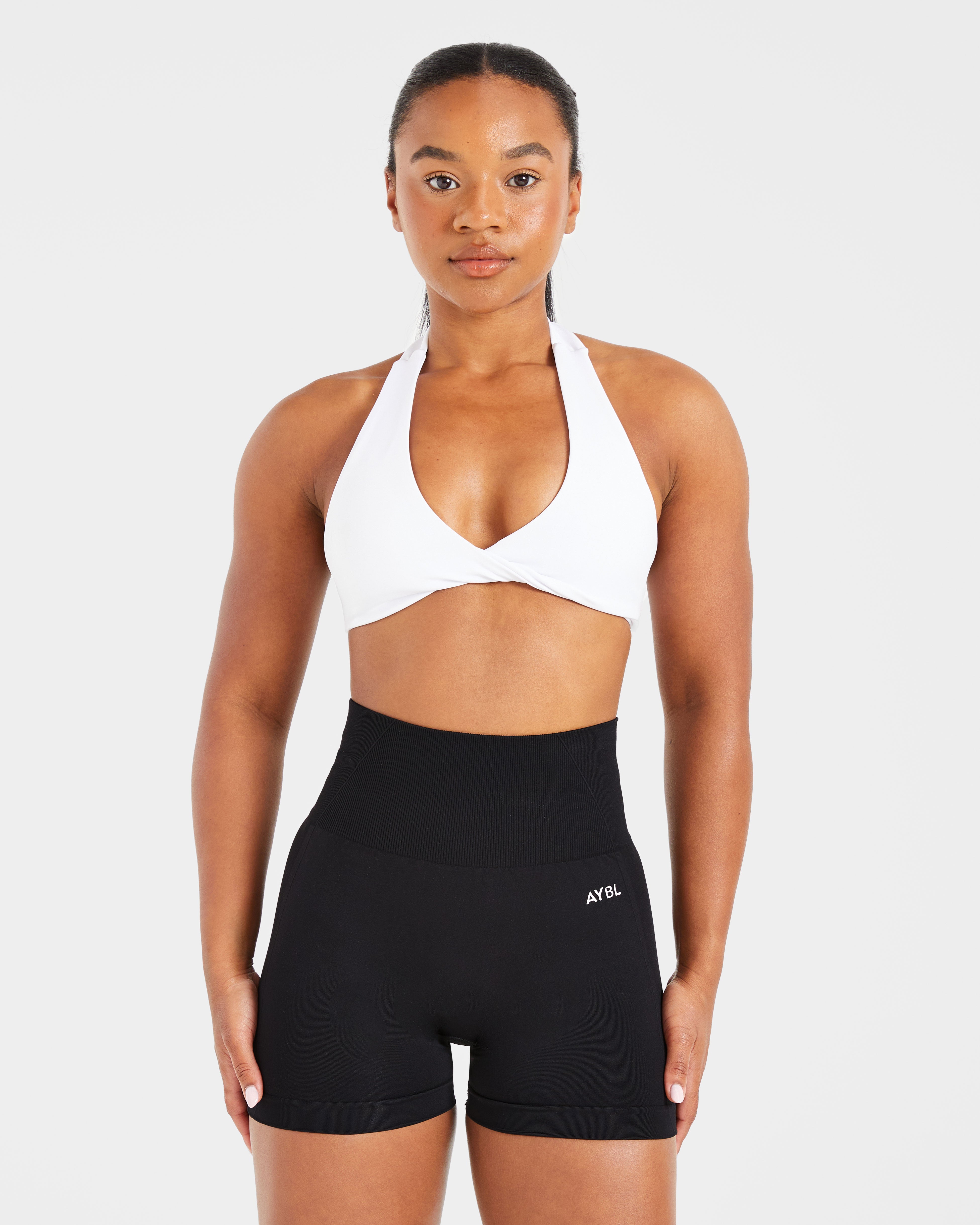 Essential Halterneck Sports Bra - Weiß