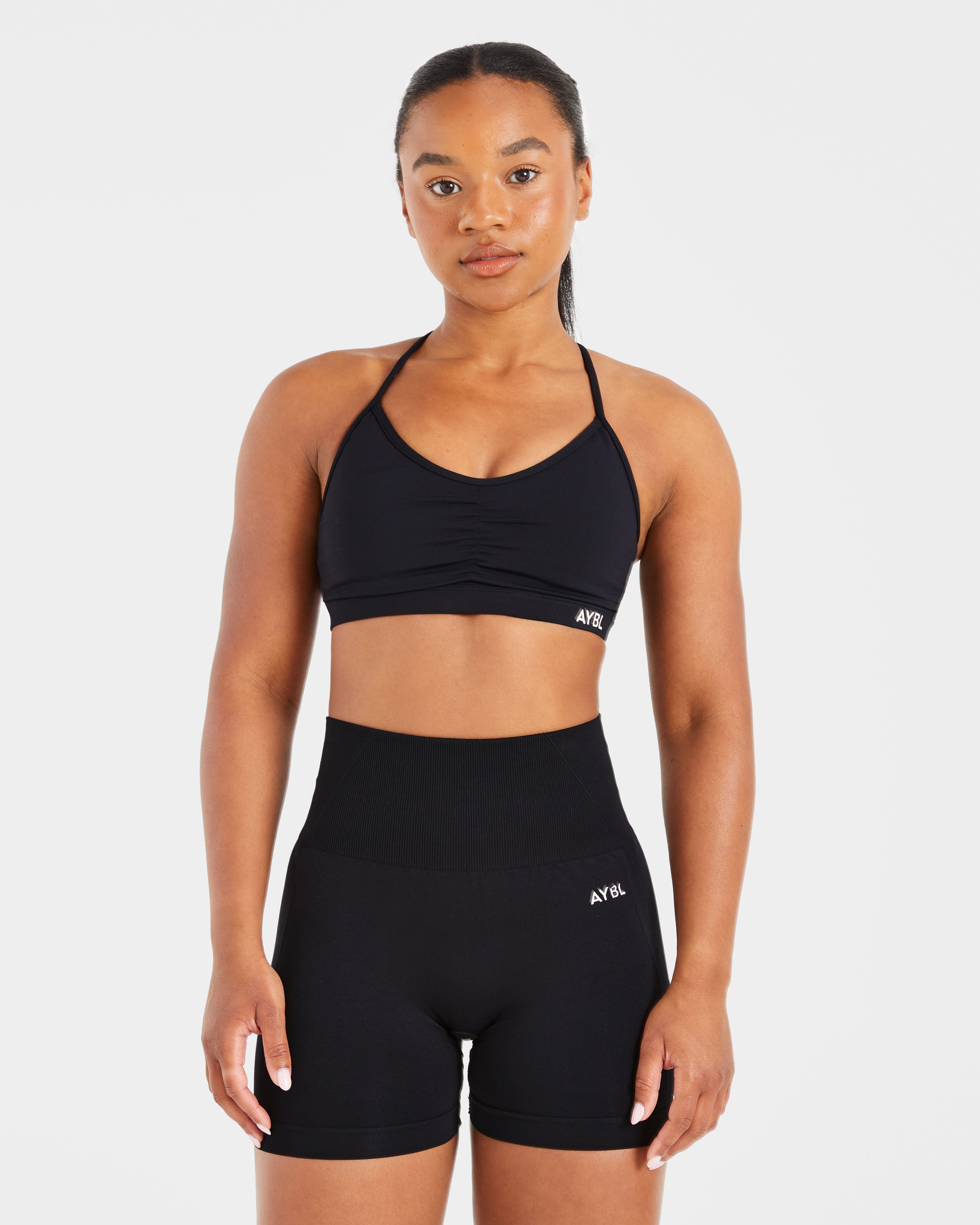 Essential Ruched Sports Bra - Schwarz