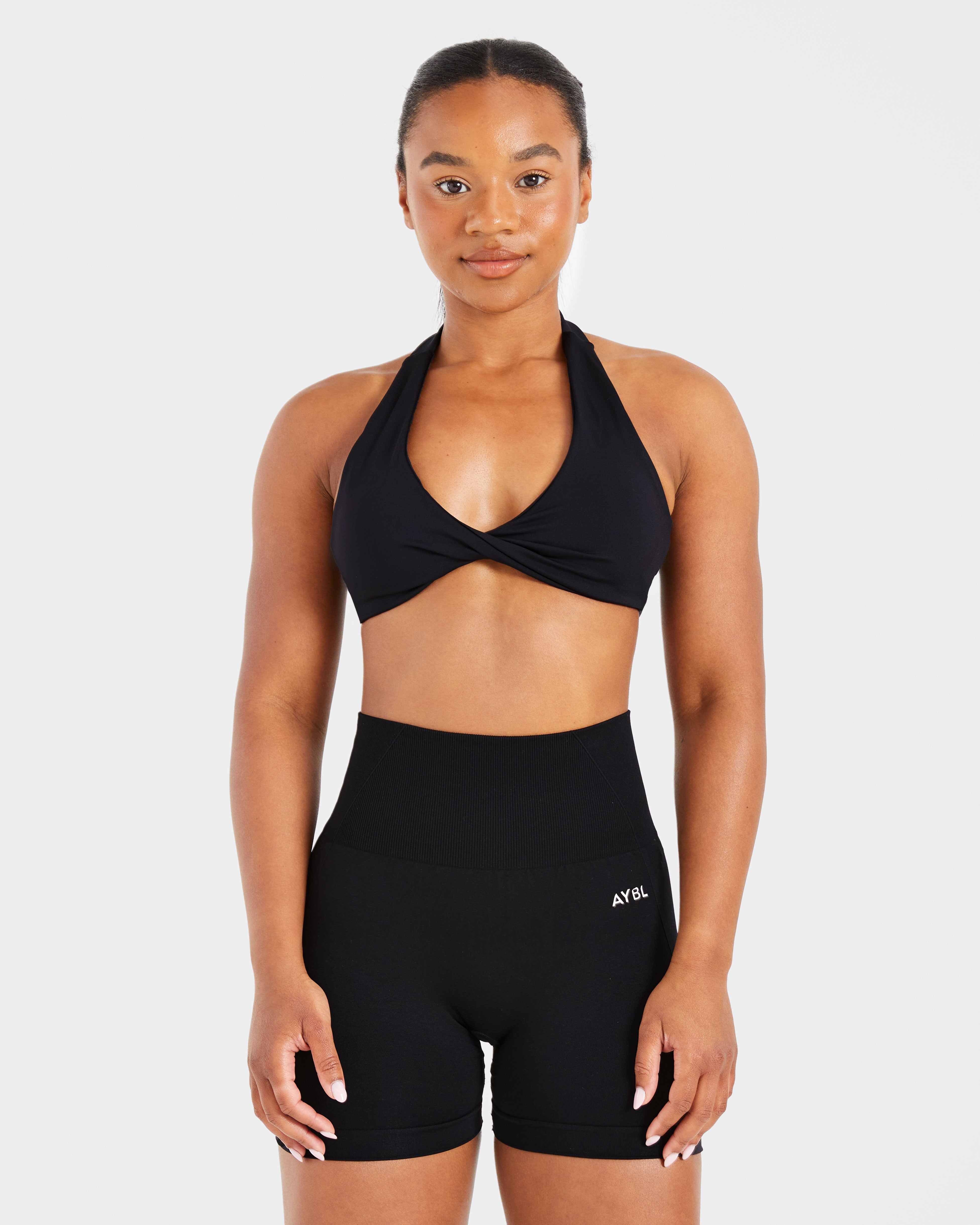 Essential Halterneck Sports Bra - Schwarz
