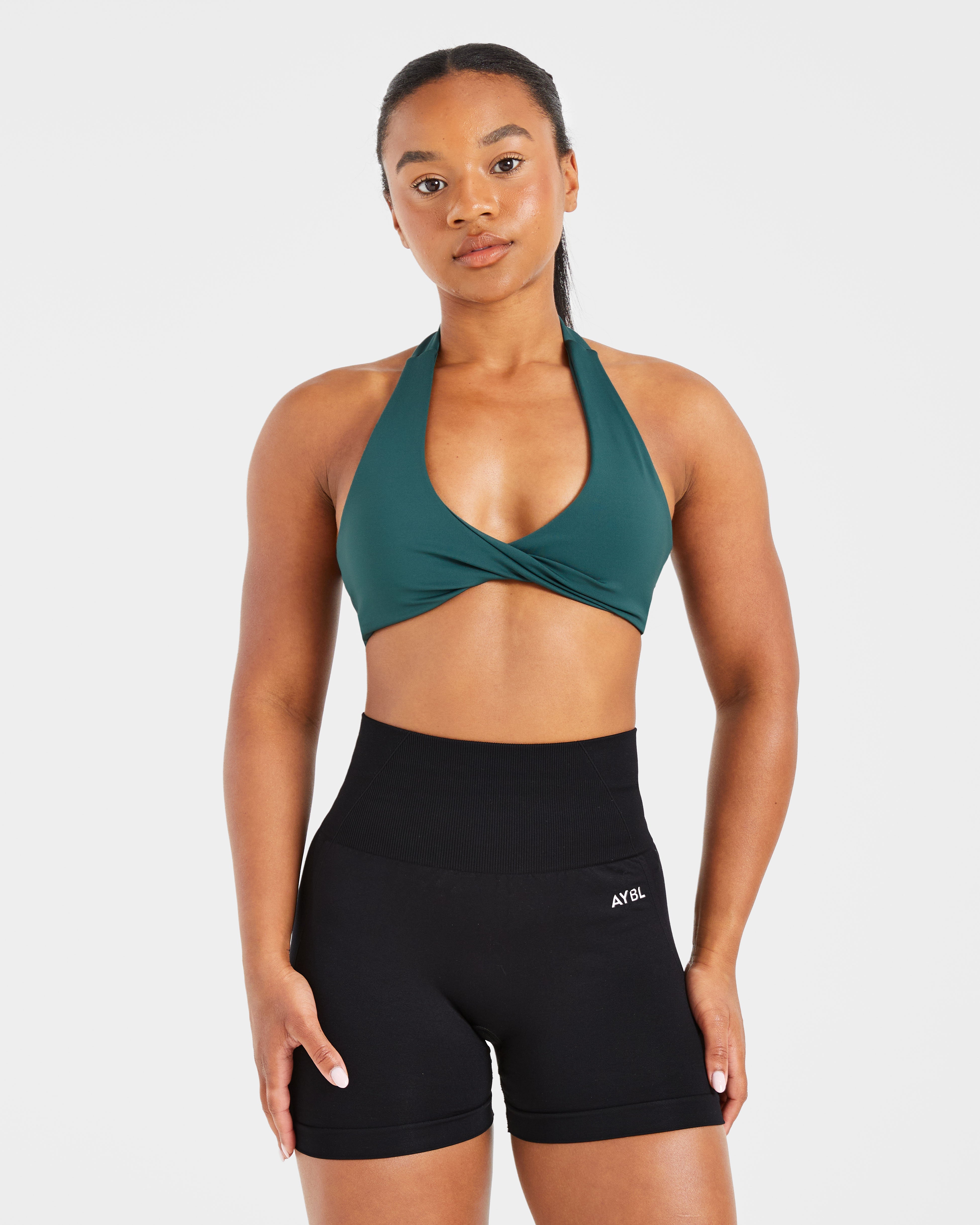 Essential Halterneck Sports Bra - Deep Grün