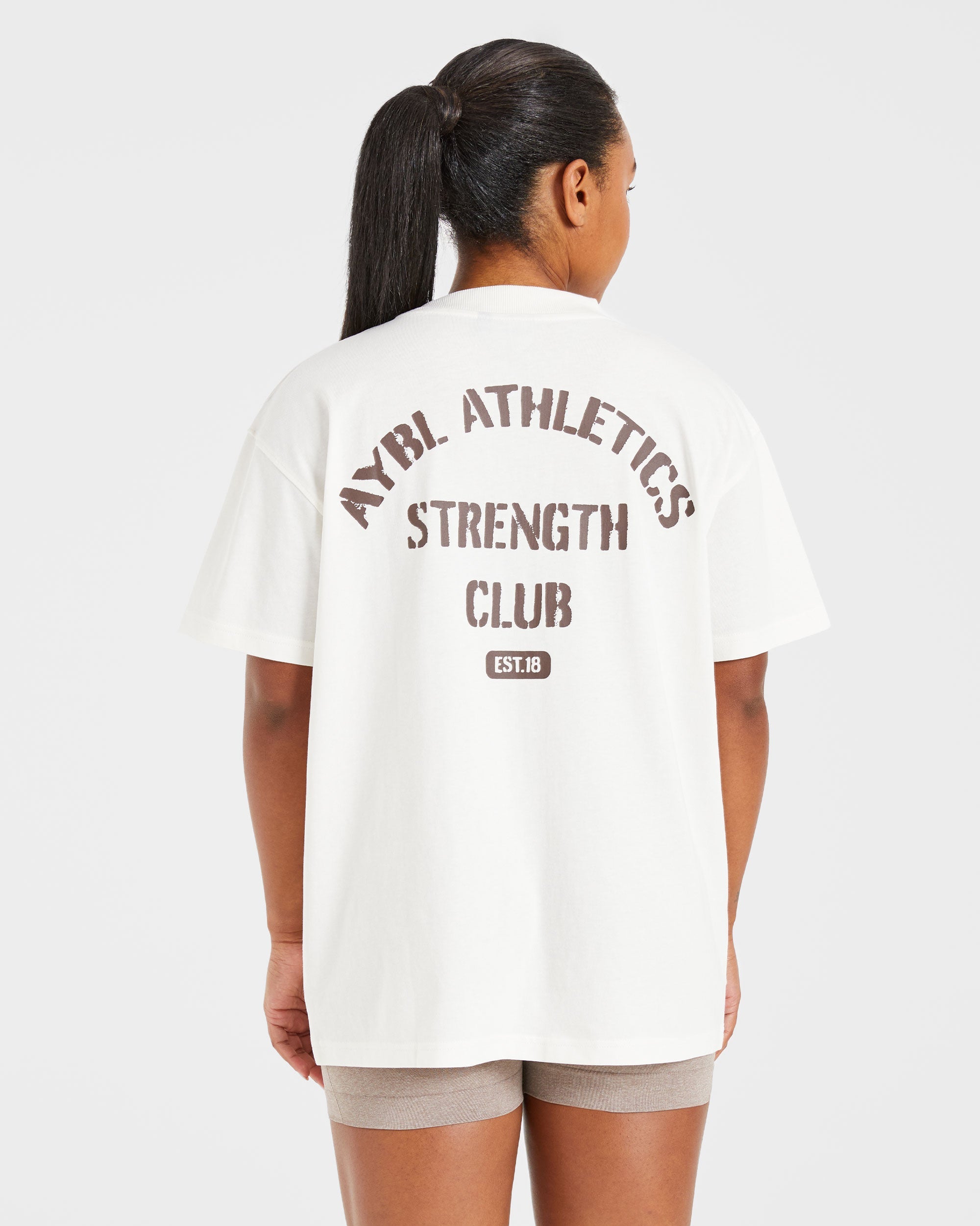 Athletics Strength Club Oversized T Shirt - Off Wit/Braun