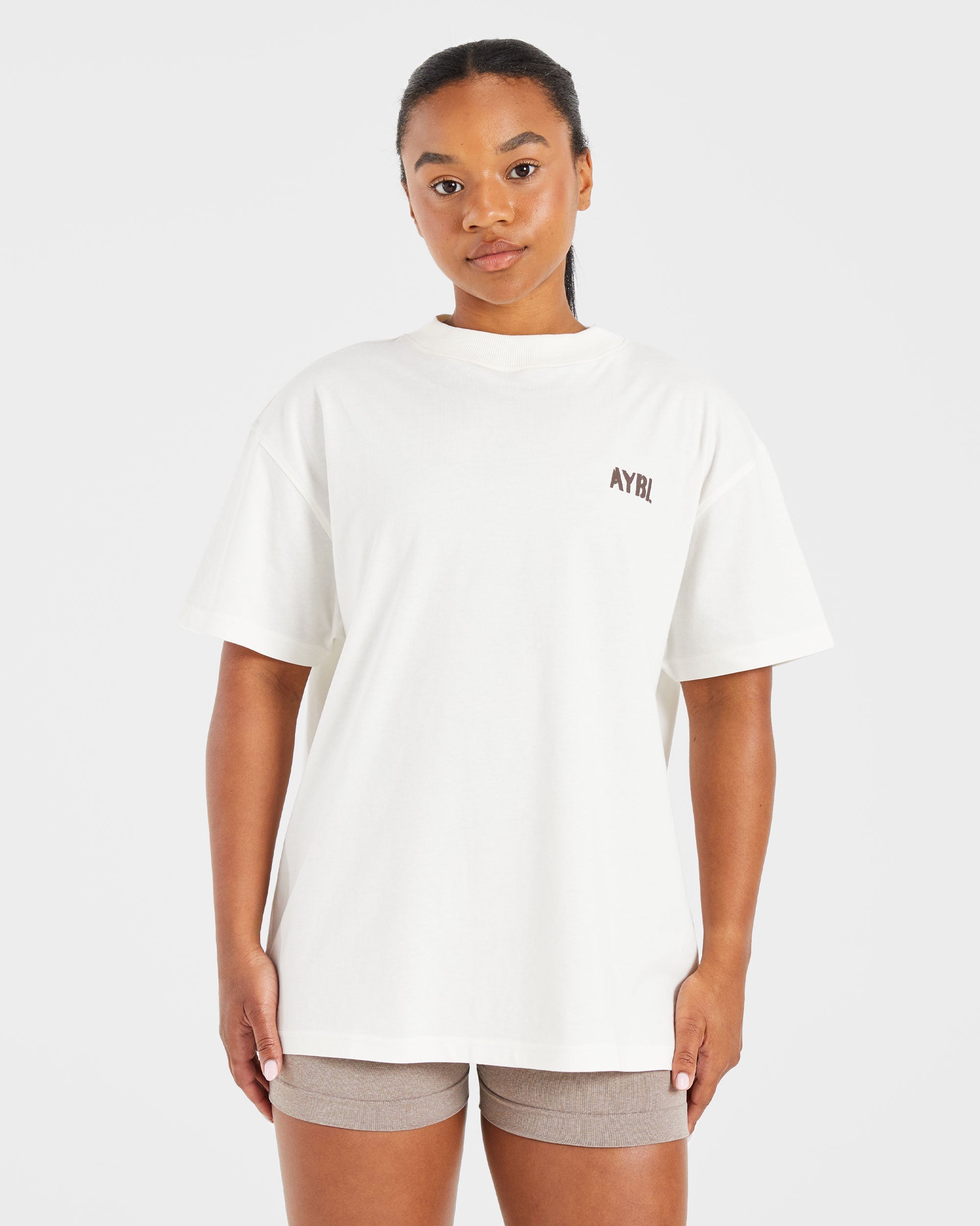 Athletics Strength Club Oversized T Shirt - Off Wit/Braun