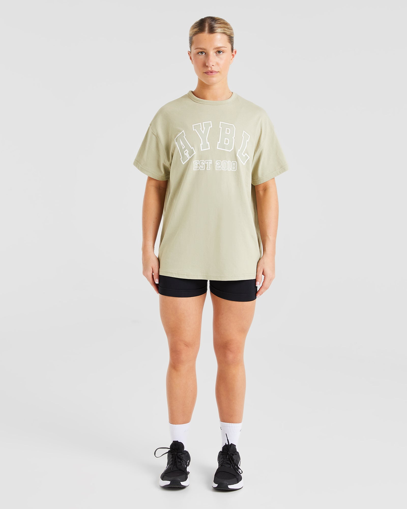 Varsity Oversized T Shirt - Olive Grün