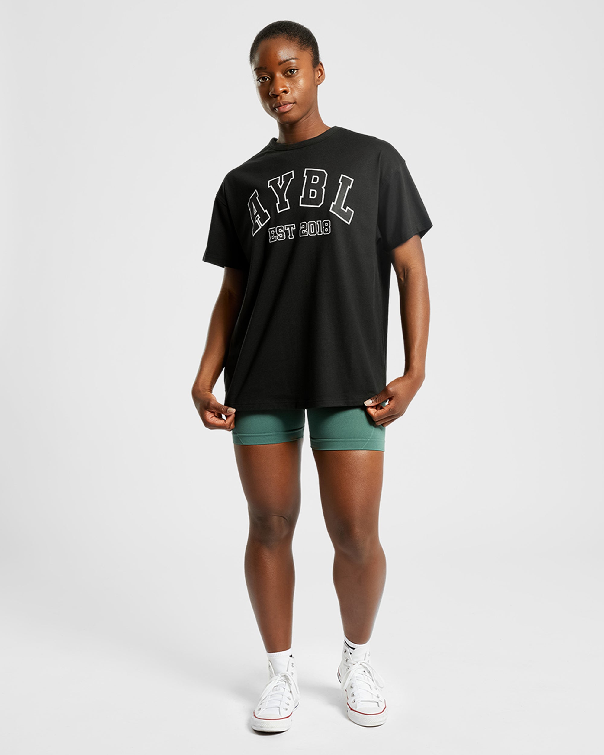 Varsity Oversized T Shirt - Schwarz