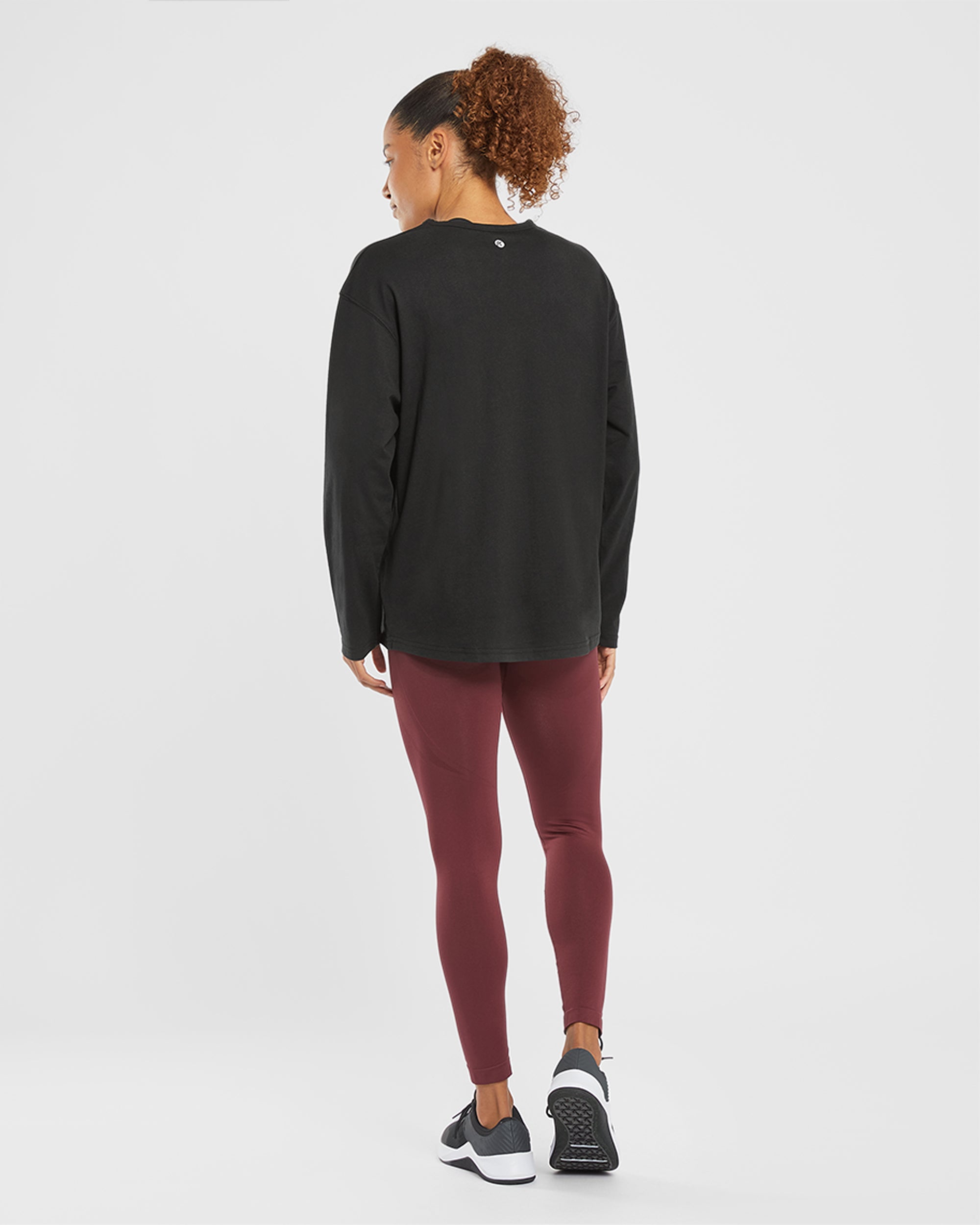 Essential Oversized Long Sleeve T Shirt - Schwarz