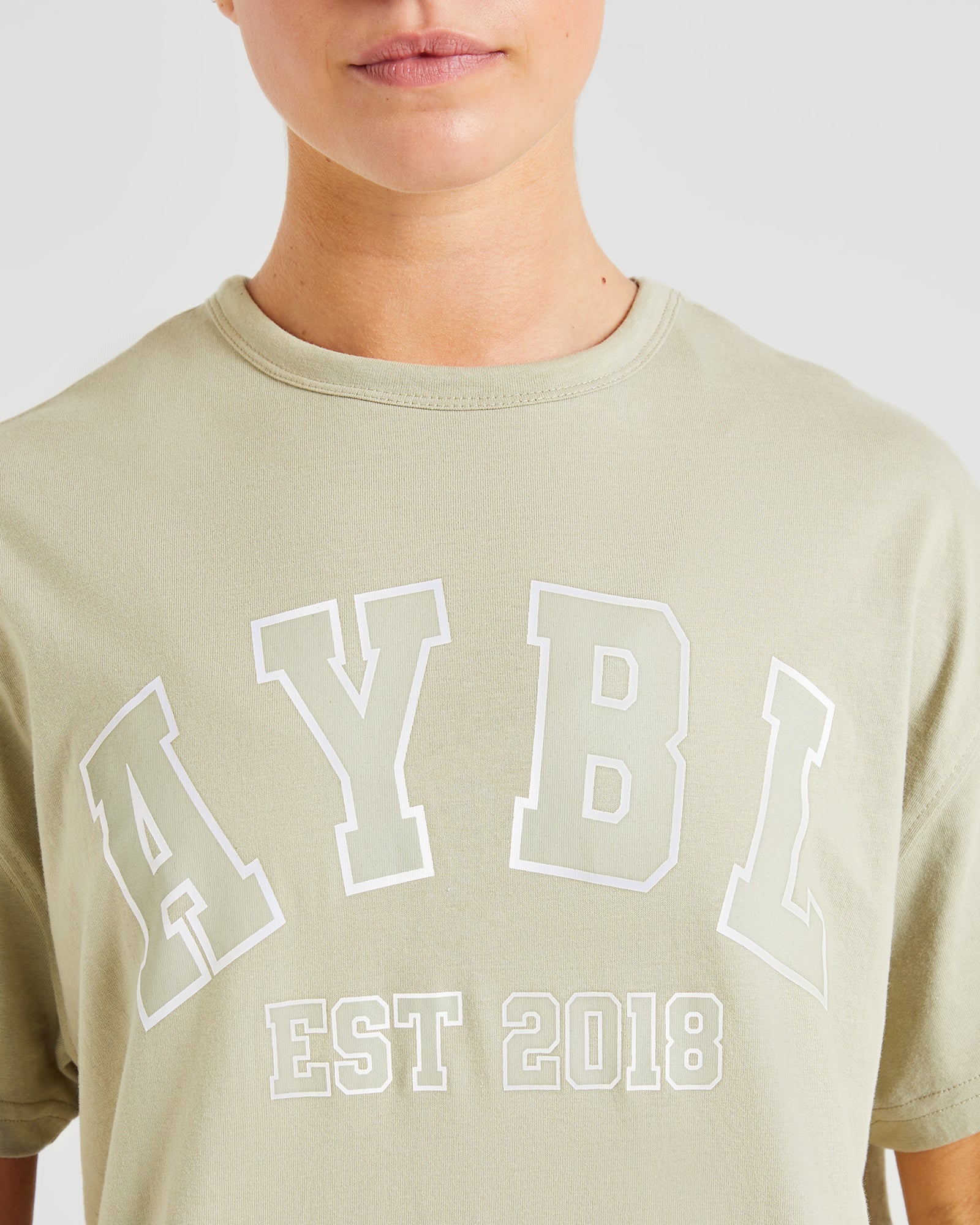 Varsity Oversized T Shirt - Olive Grün